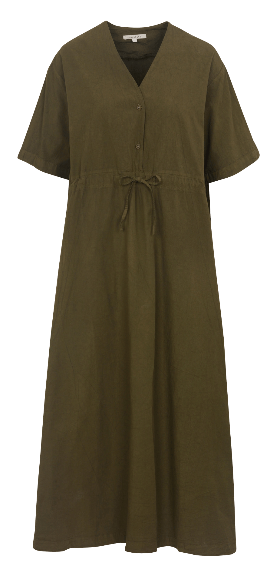 Robe longue ample col V unie HUMILITY Vert