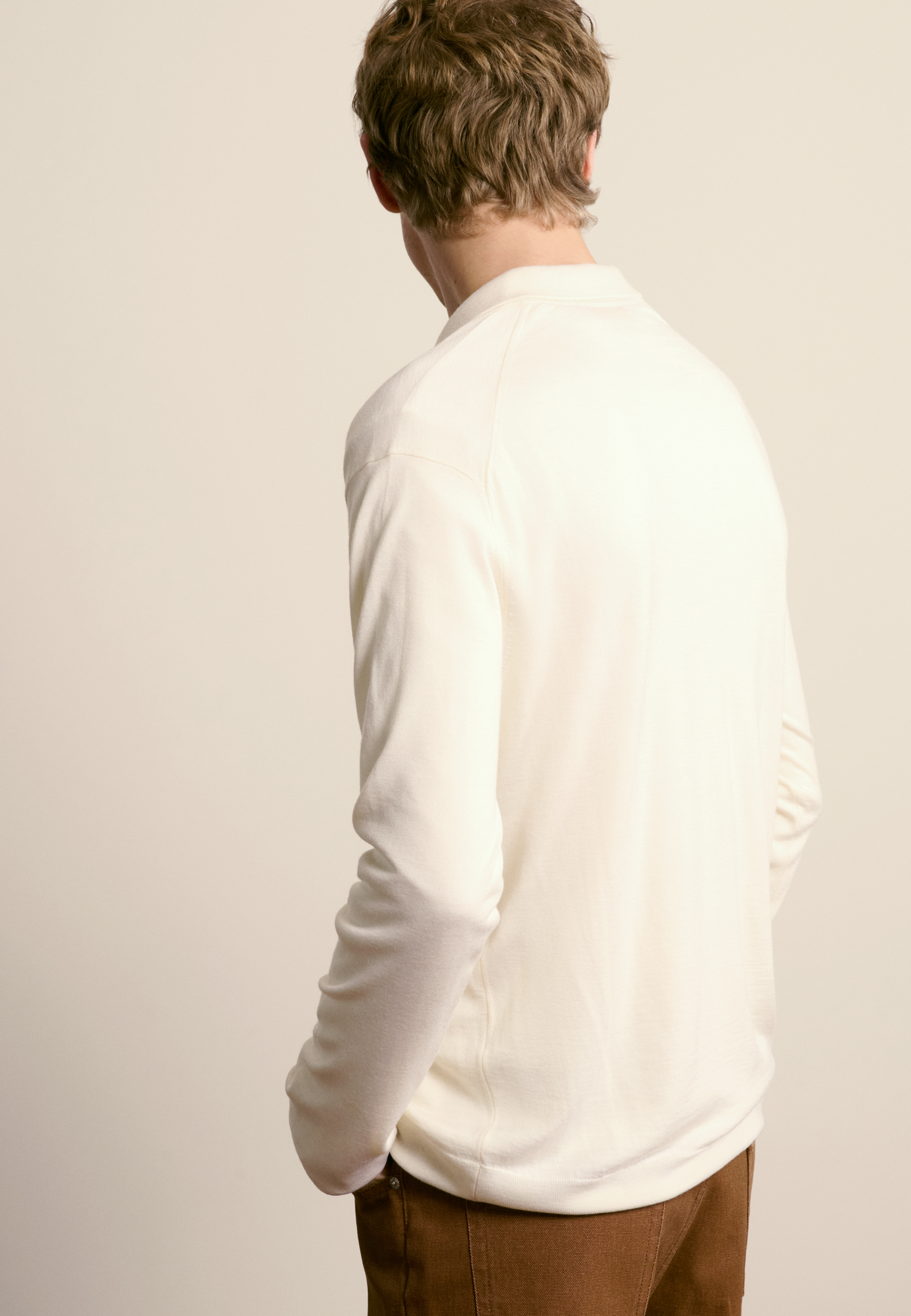 Wool and silk polo neck sweater MAISON MONTAGUT White