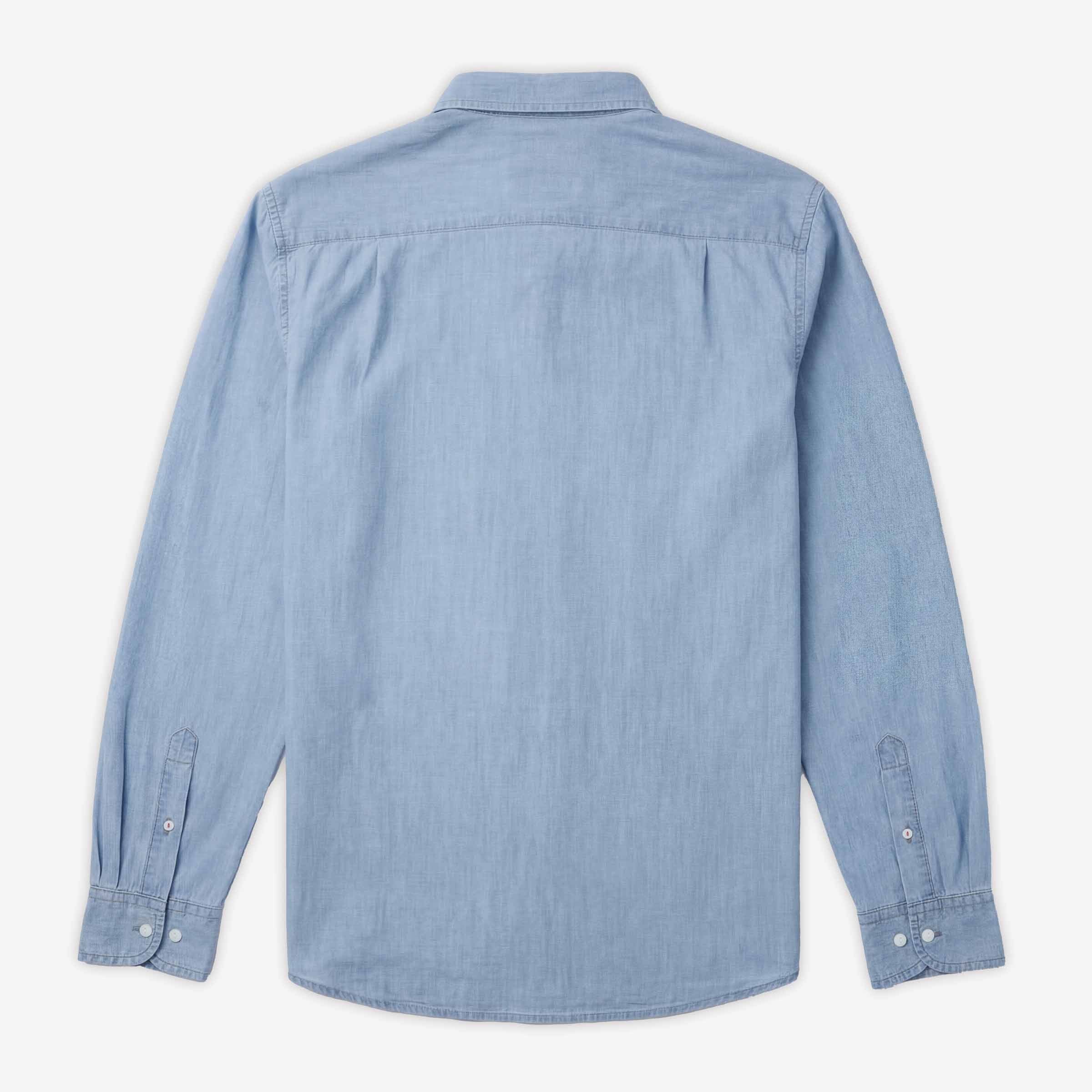 Long-sleeved cotton shirt with tricolor trim embroidery. SERGE BLANCO Blue