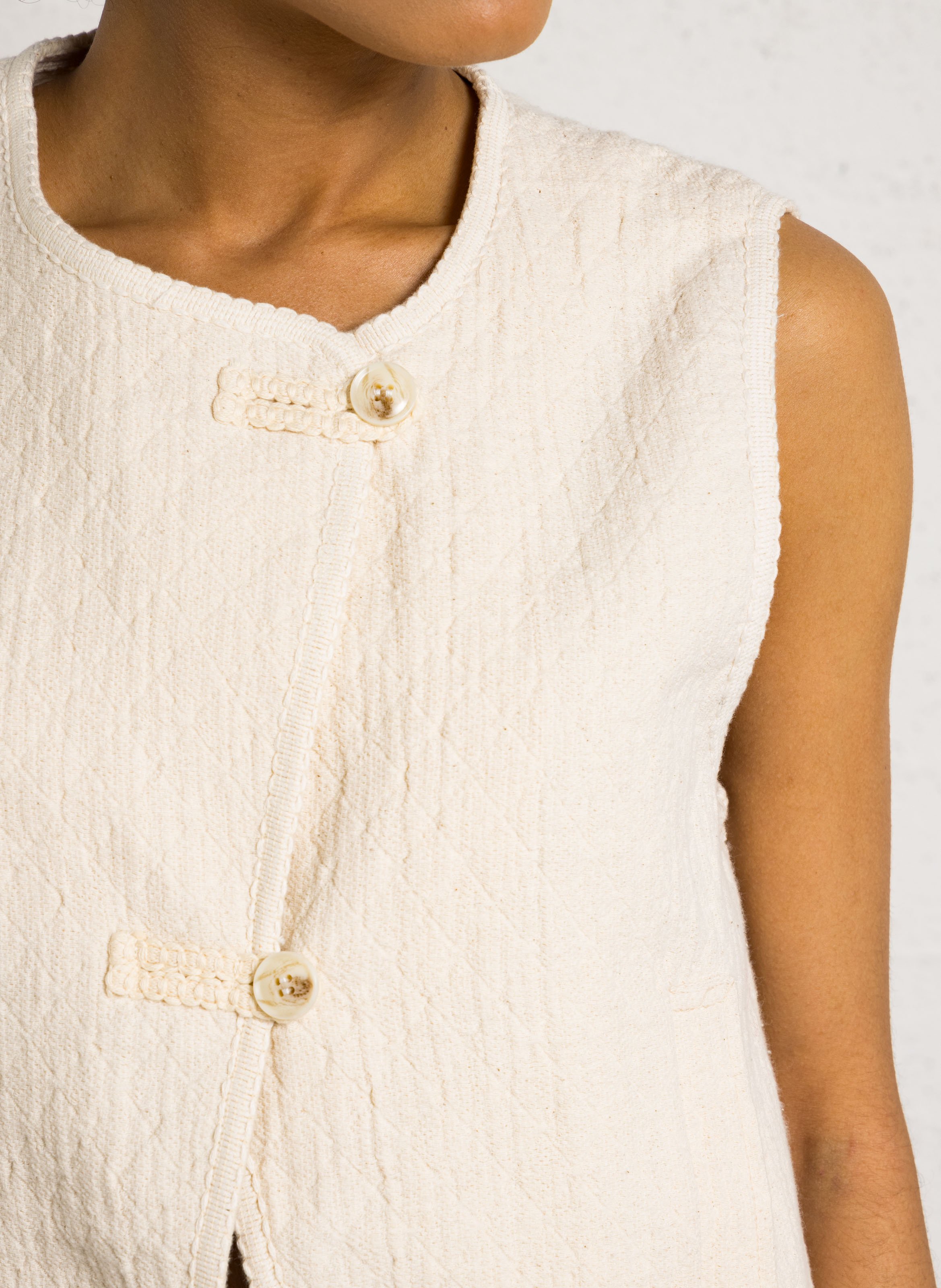 Recht vest met ronde hals | katoenblend THE KORNER Wit