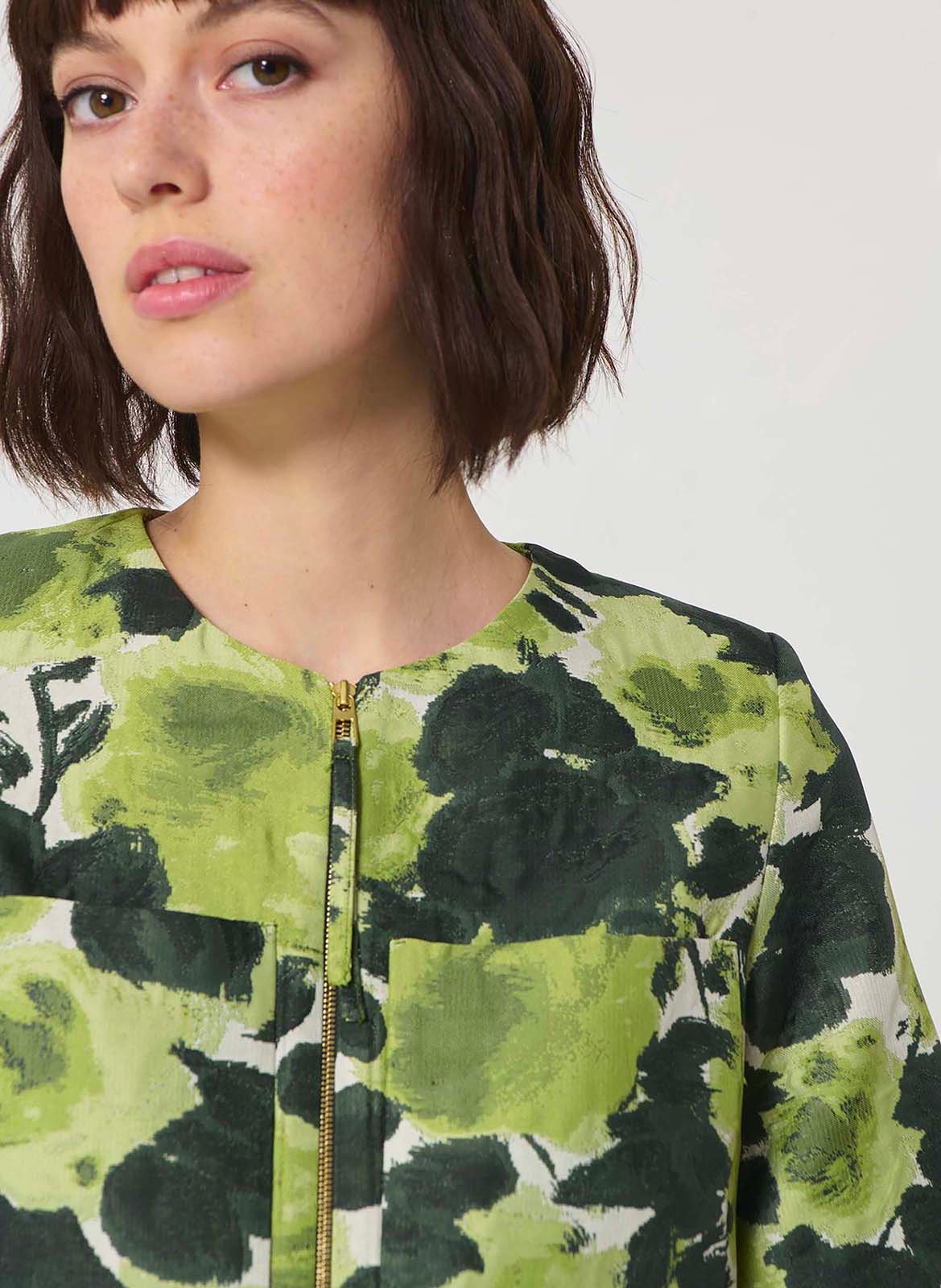 Round neck jacquard pattern jacket TARA JARMON White