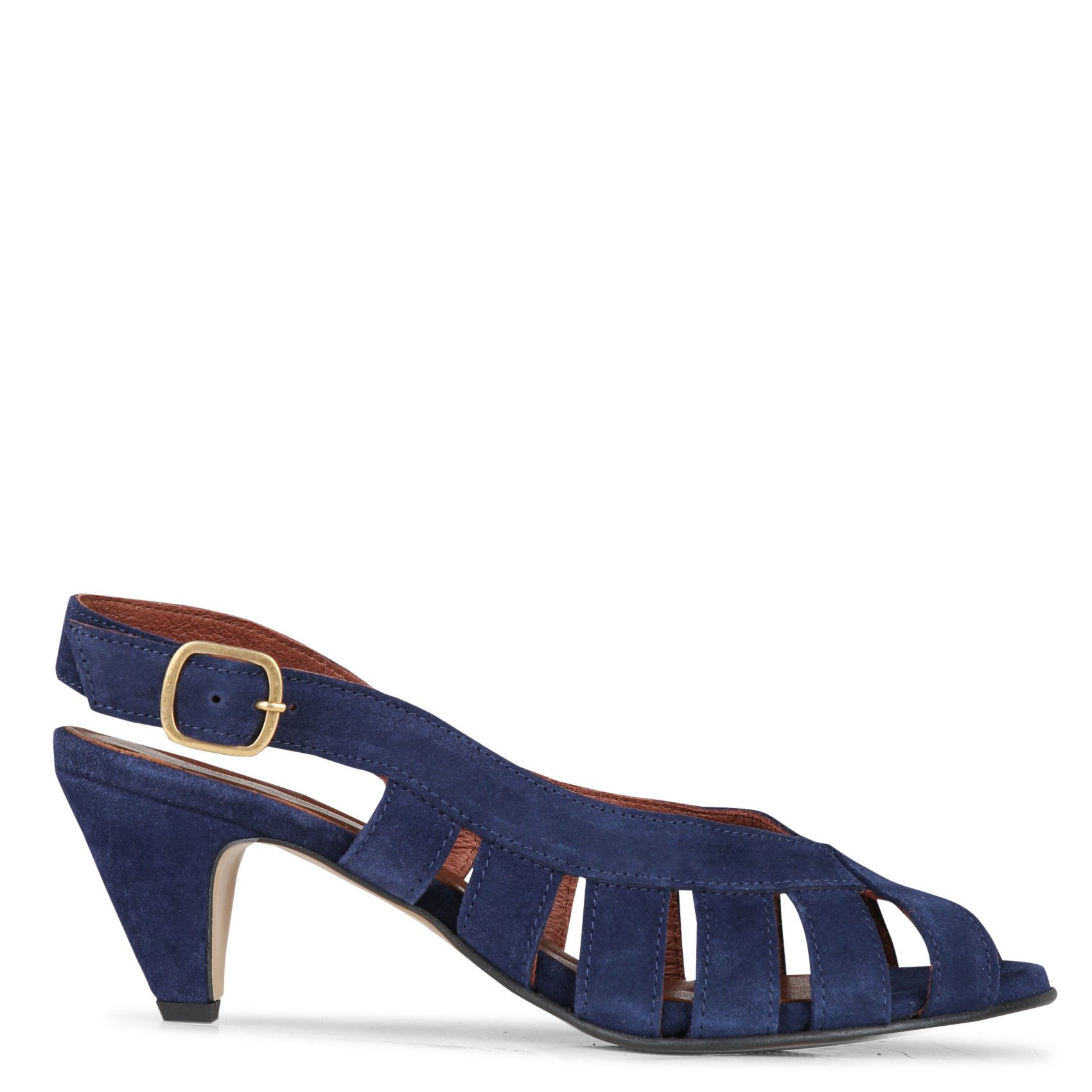 Sandales à talon en cuir velours ANONYMOUS COPENHAGEN Bleu