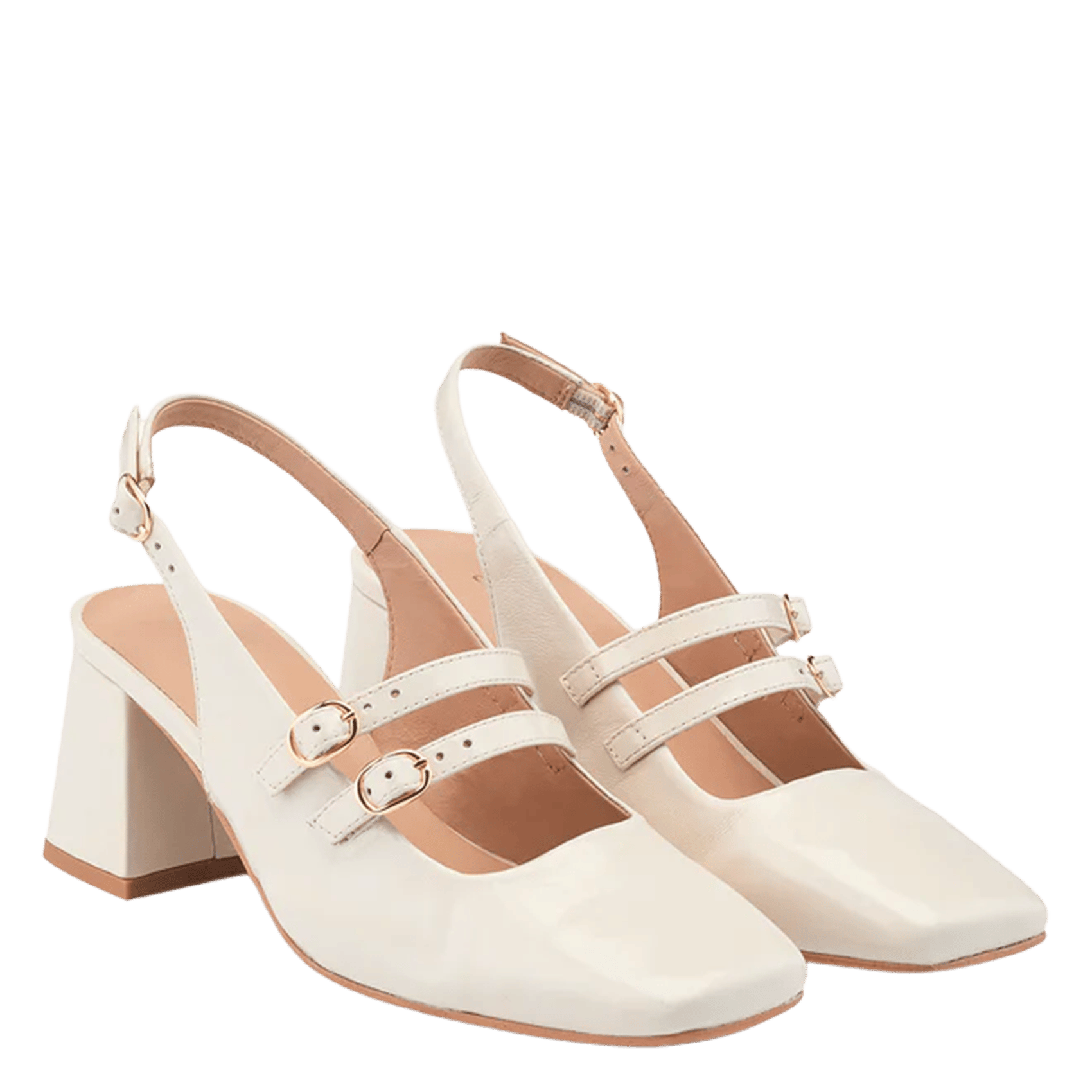 Babies à talons en cuir vernis COSMOPARIS Beige