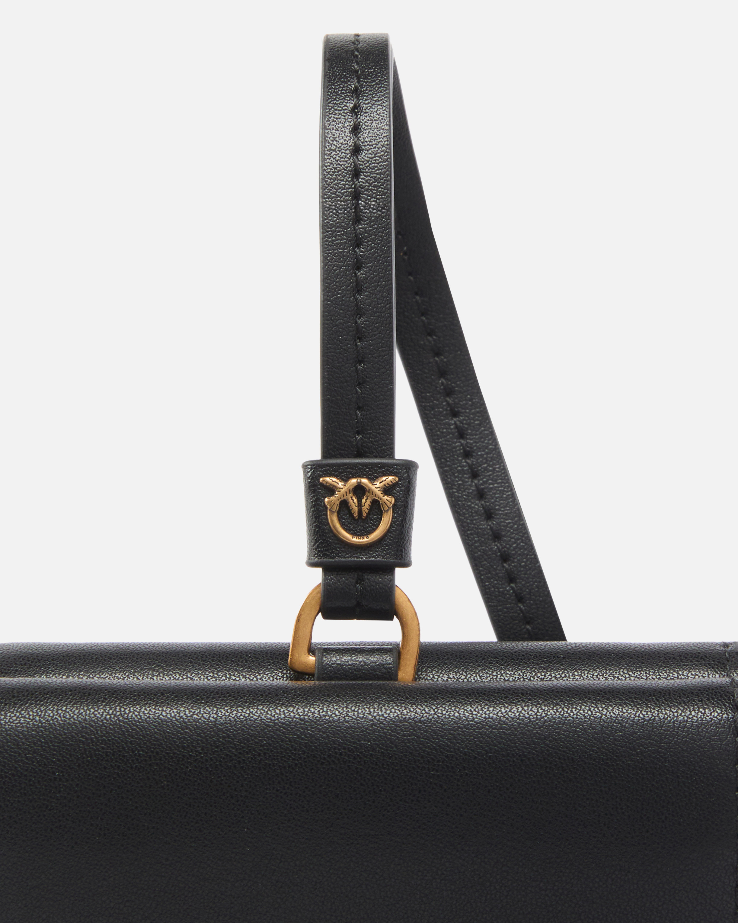 Compact leather wallet with wrist strap PINKO Black