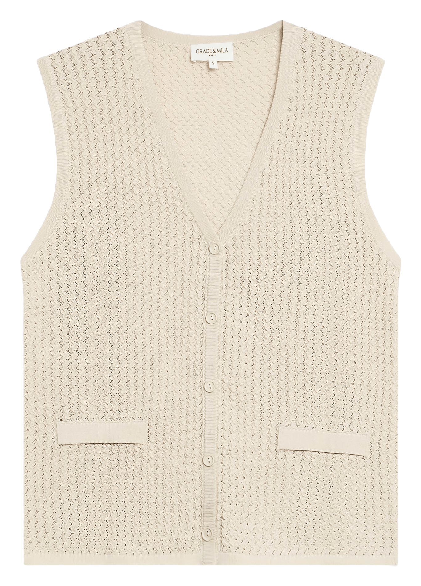 Gilet col V  GRACE ET MILA Beige