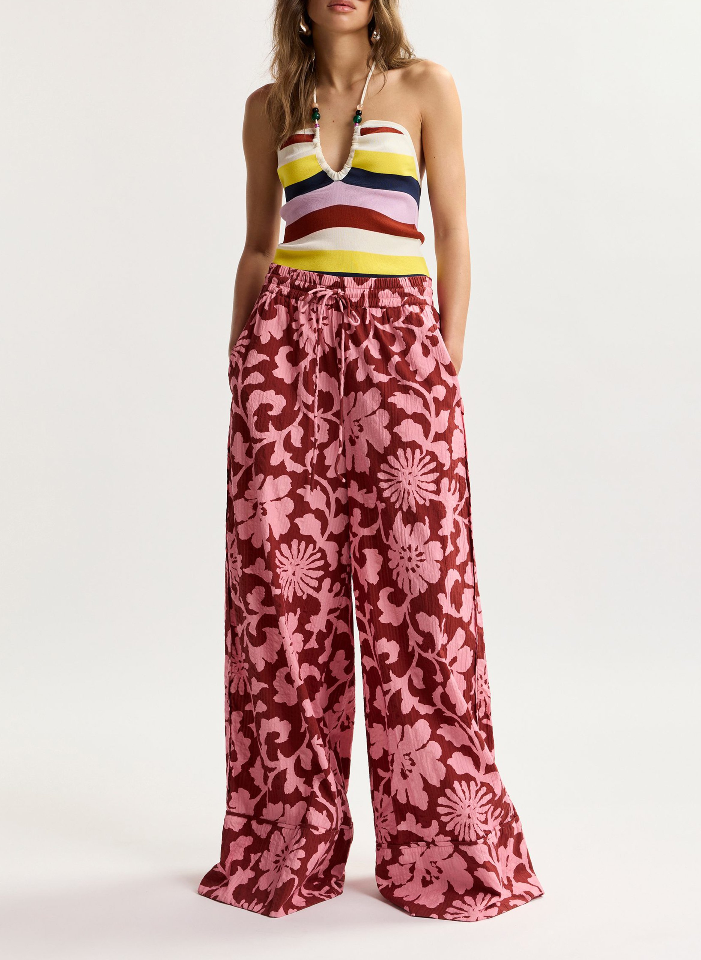 Pantalón de talle alto estampado ESSENTIEL ANTWERP Rojo