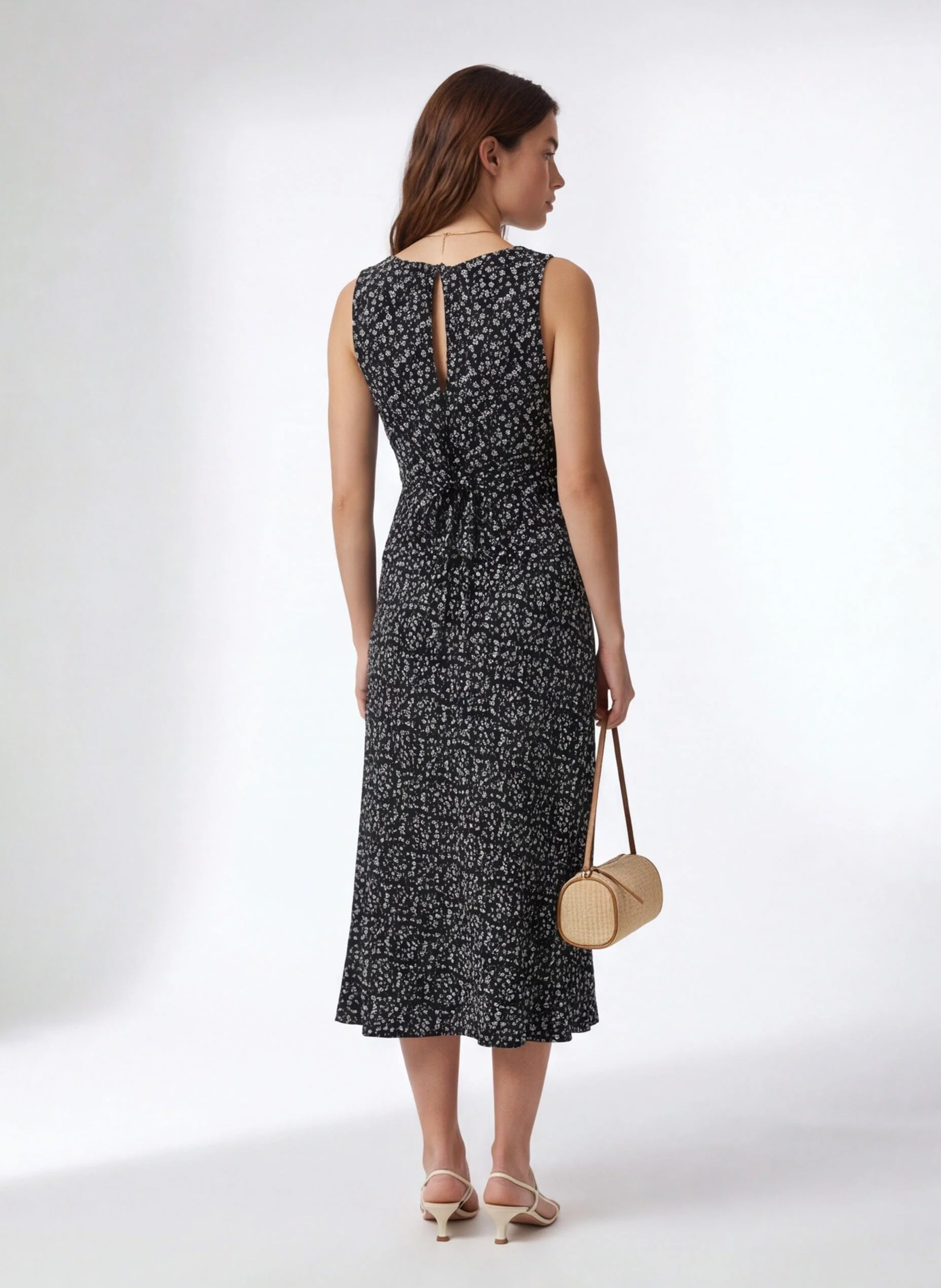 Geblümter Midirock KOOKAI Schwarz