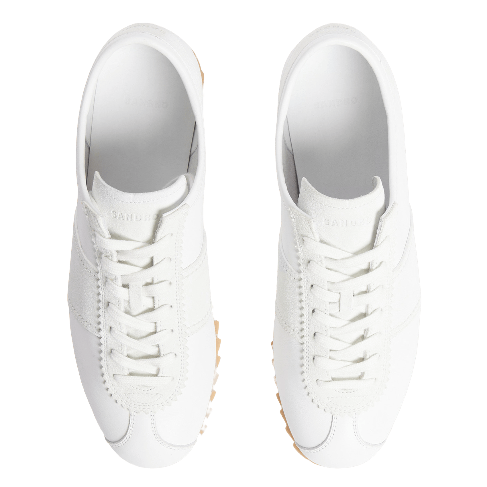Low-top lace-up leather sneakers SANDRO White