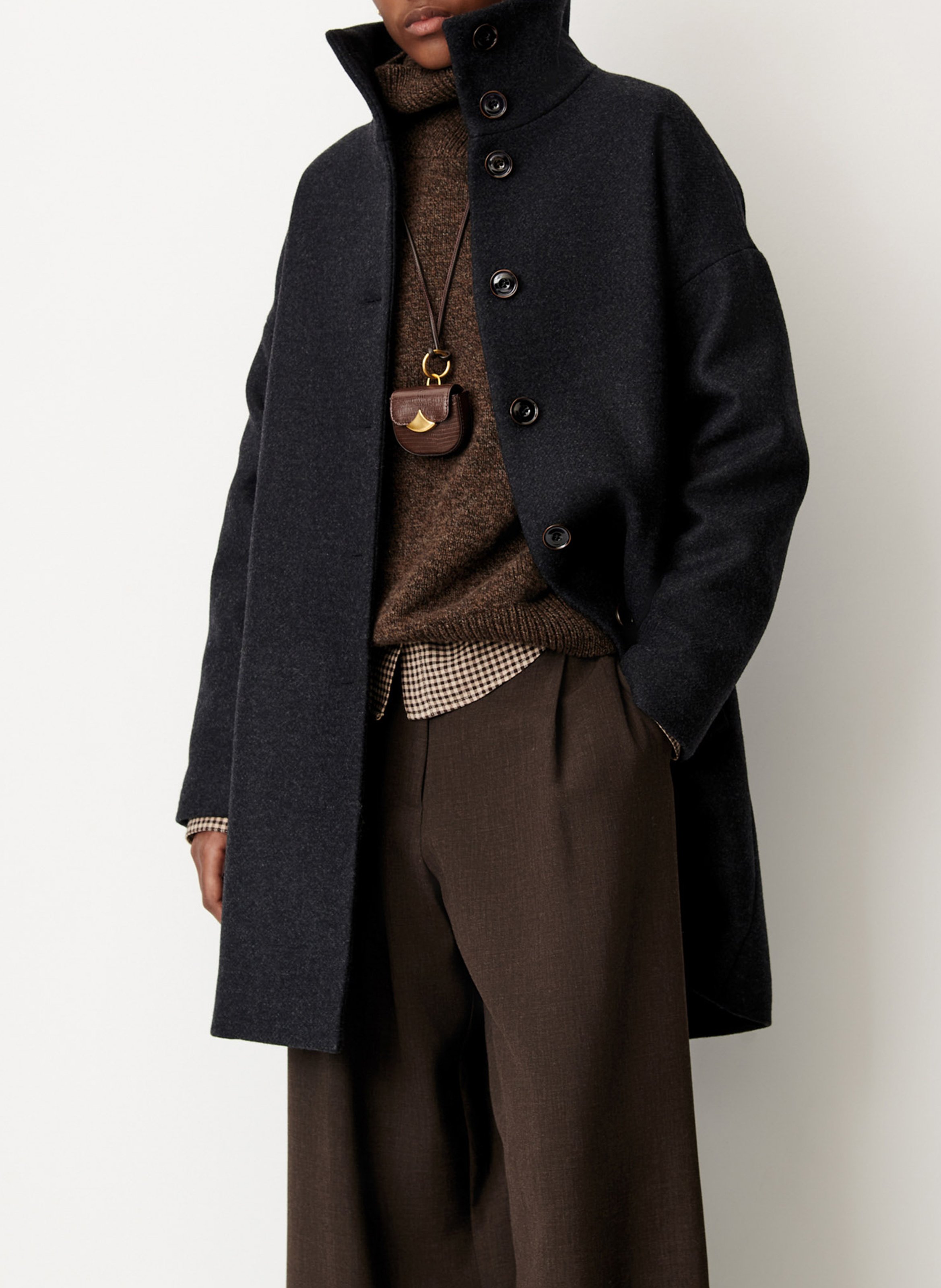 Manteau col montant en laine mélangée | Gris SESSUN Femme