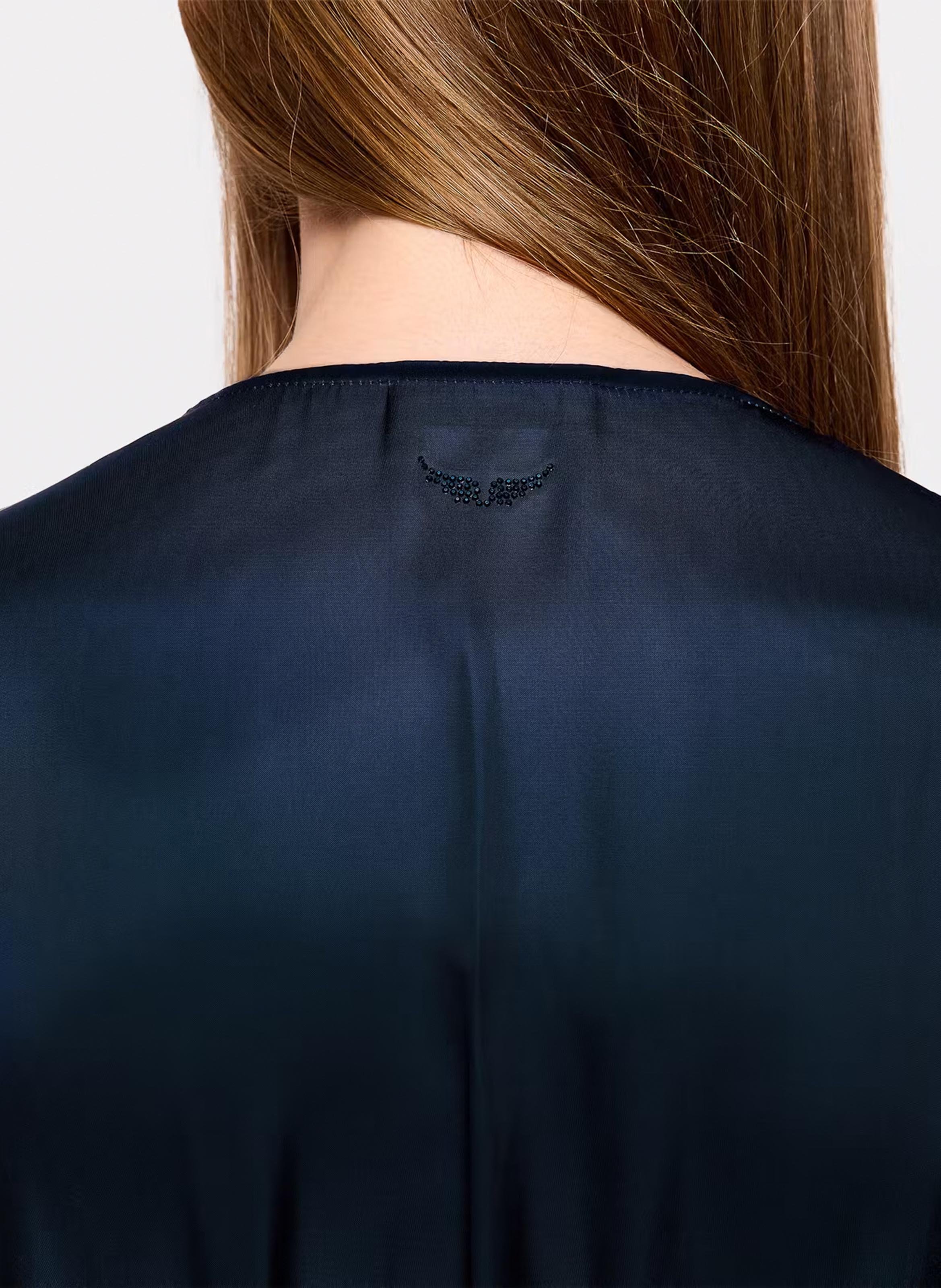 Korte, satijnachtige jurk met V-hals ZADIG&VOLTAIRE Blauw