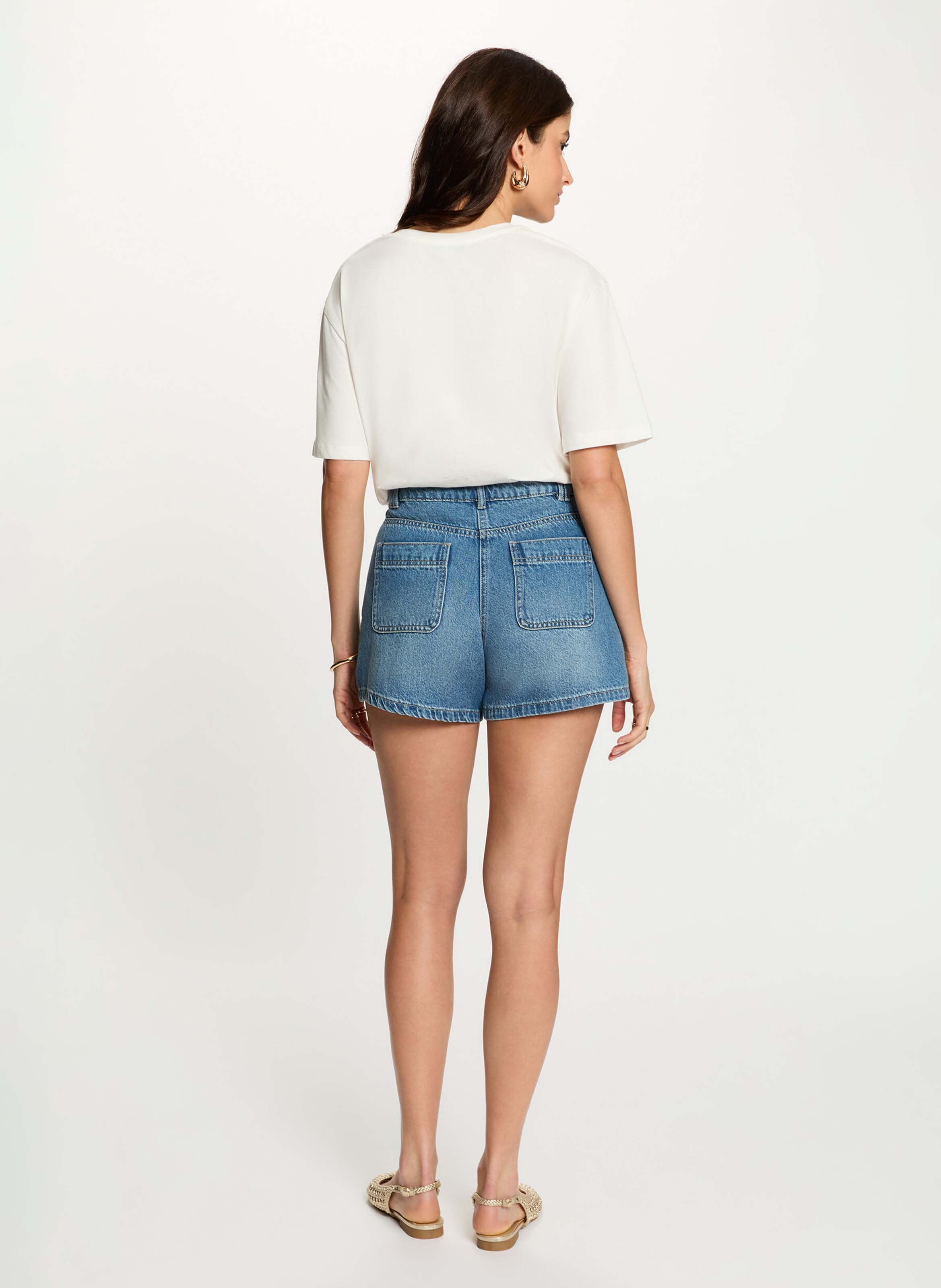 Tee-shirt col rond en coton MORGAN Blanc