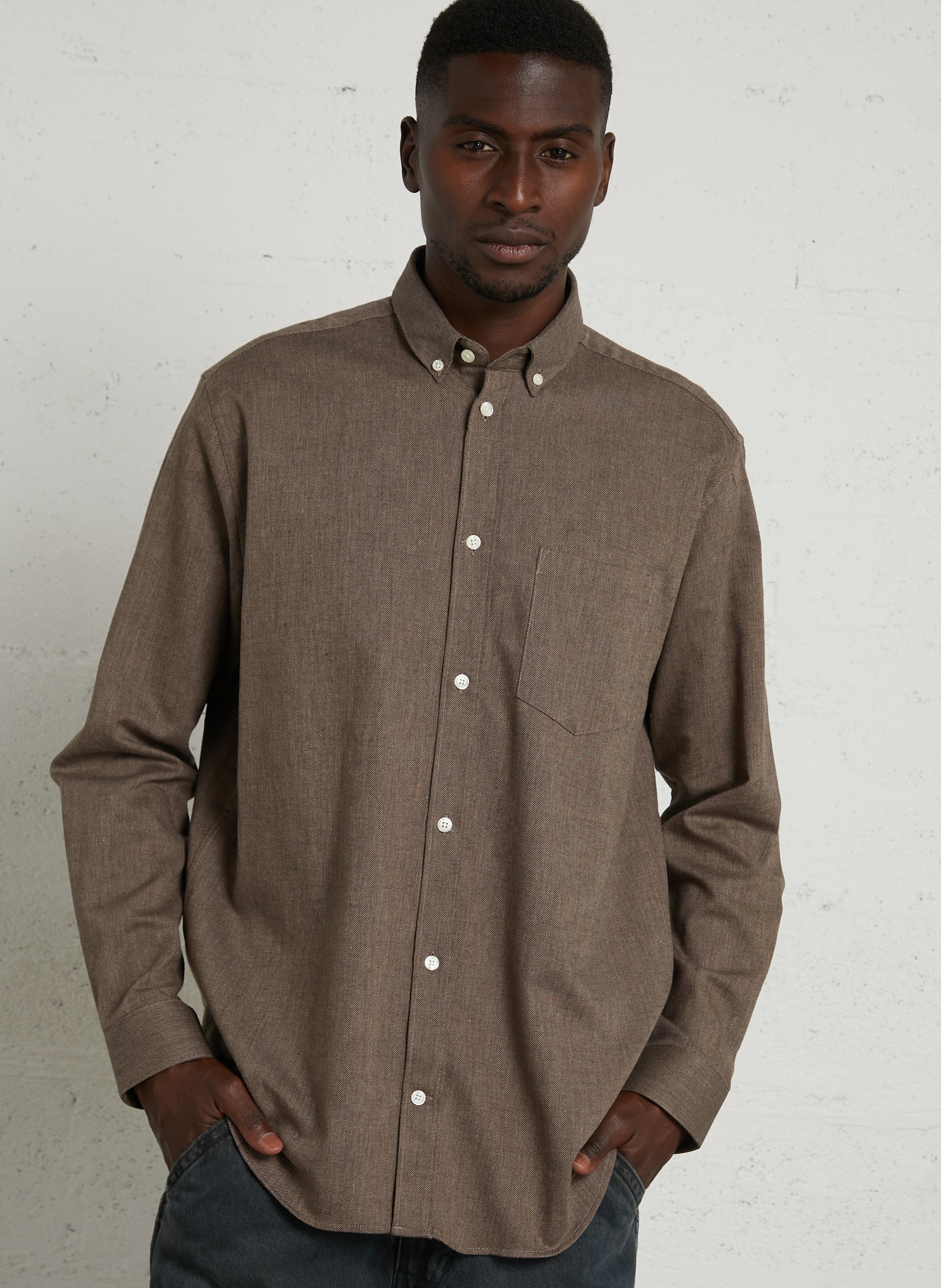 Chemise regular en coton AU PRINTEMPS PARIS Marron