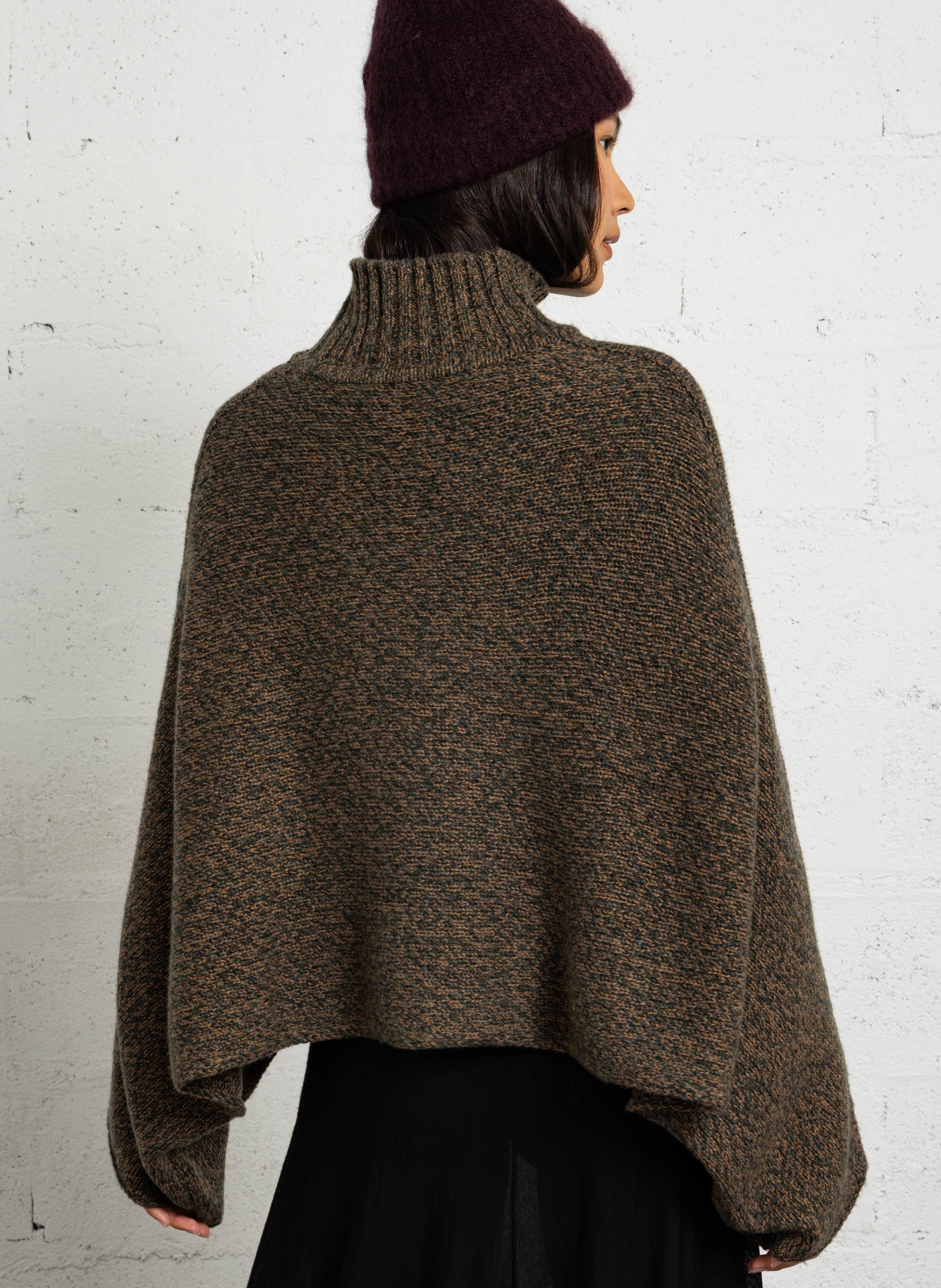 Pull oversize col montant en laine MARGAUX LONNBERG Vert