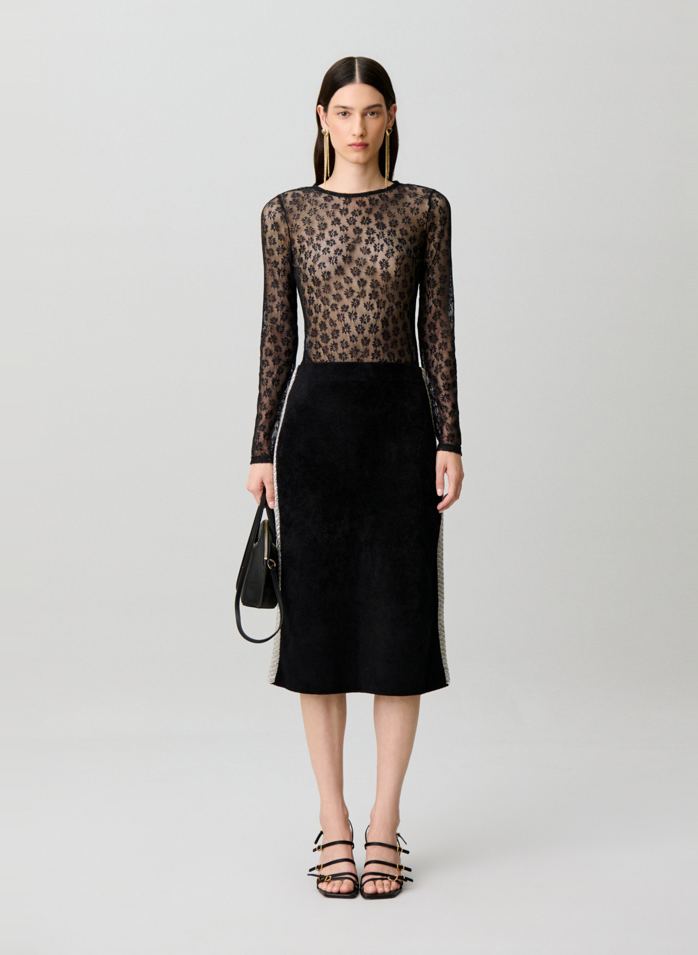 Straight-cut midi skirt CLAUDIE PIERLOT Black