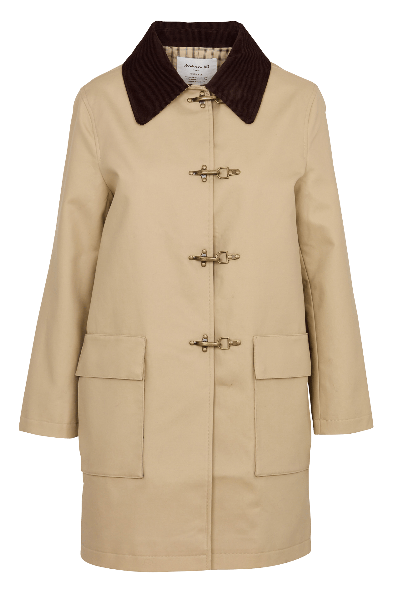 Rechte jas met fluwelen geribbelde kraag MAISON 123 Beige