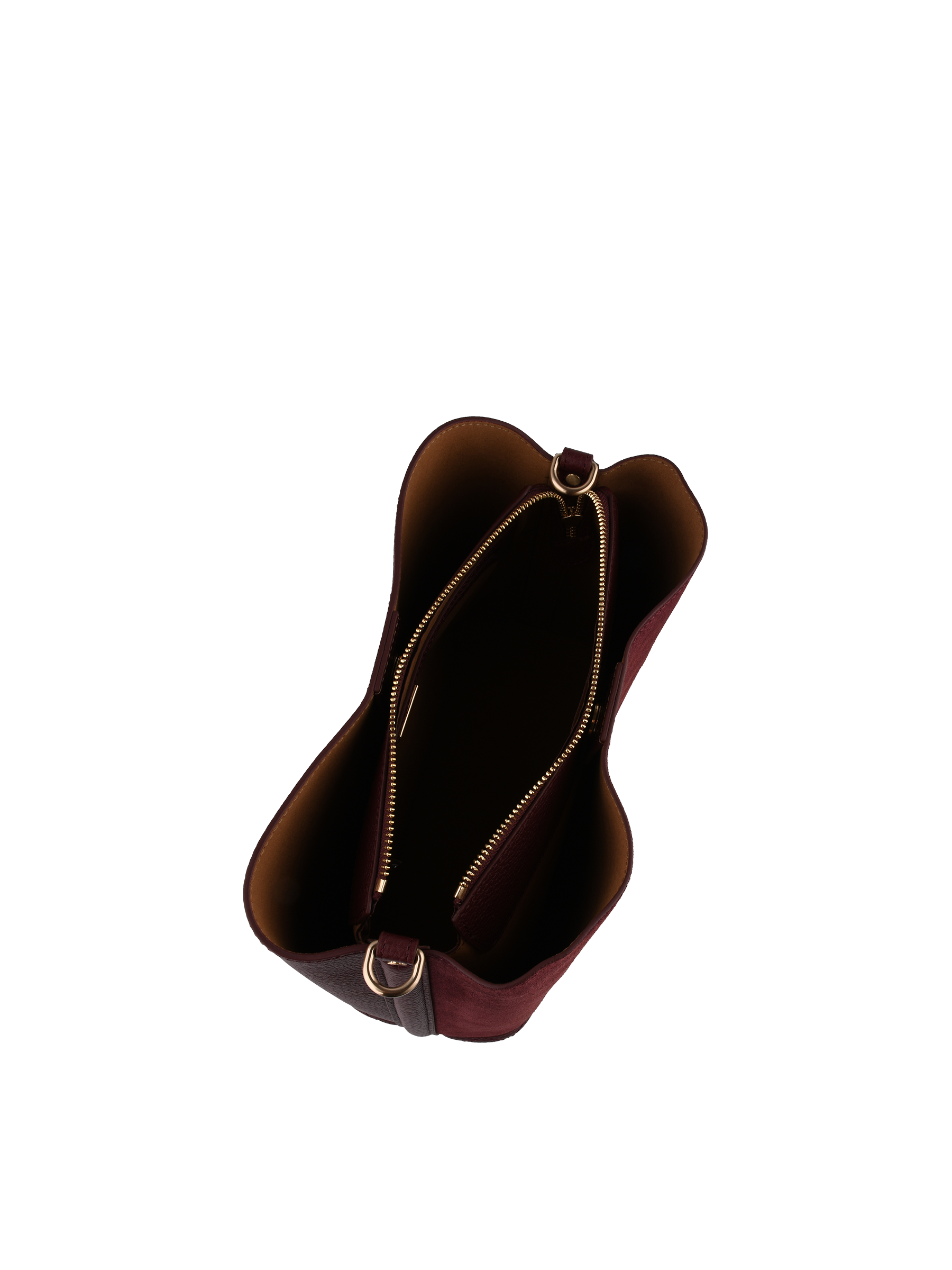 Sac porté épaule en cuir de vachette façon daim POURCHET Rouge
