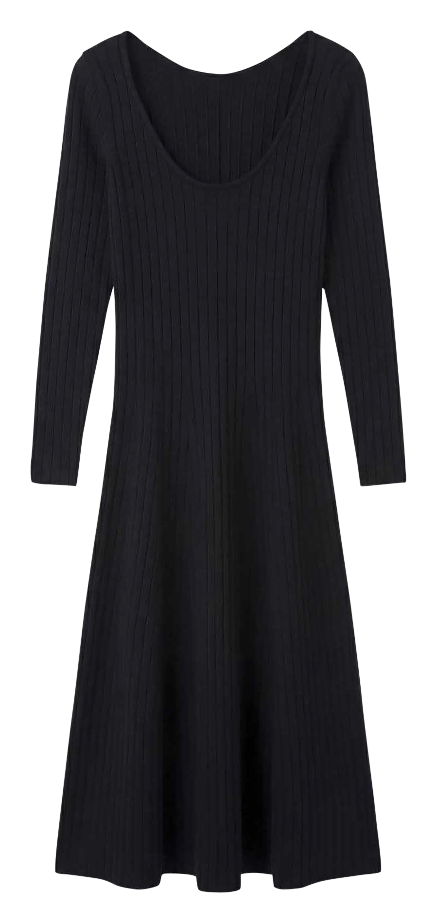 Lange jurk met open rug van effen tricot TARA JARMON Zwart