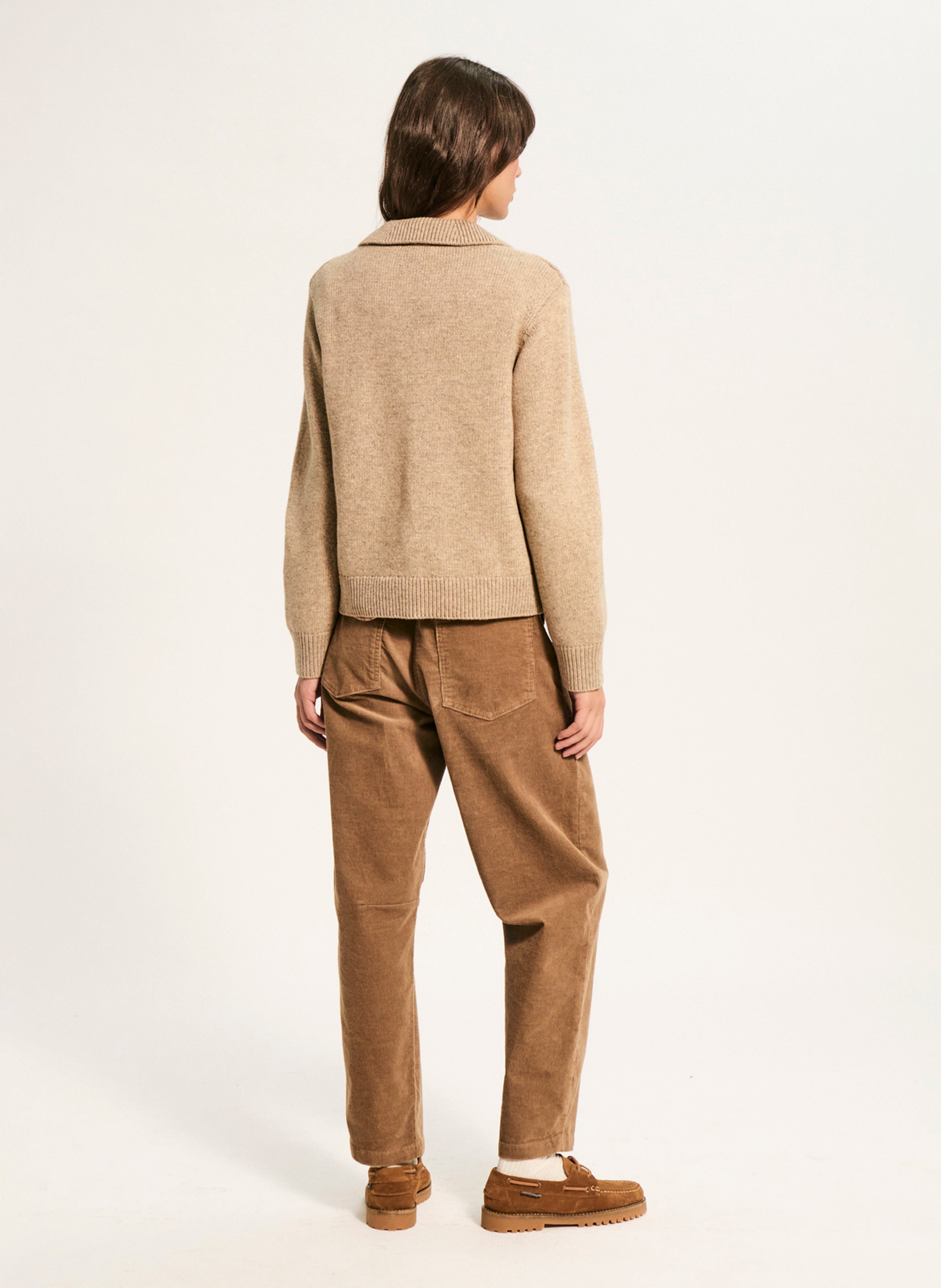 Pull col polo en laine mélangée PABLO Beige
