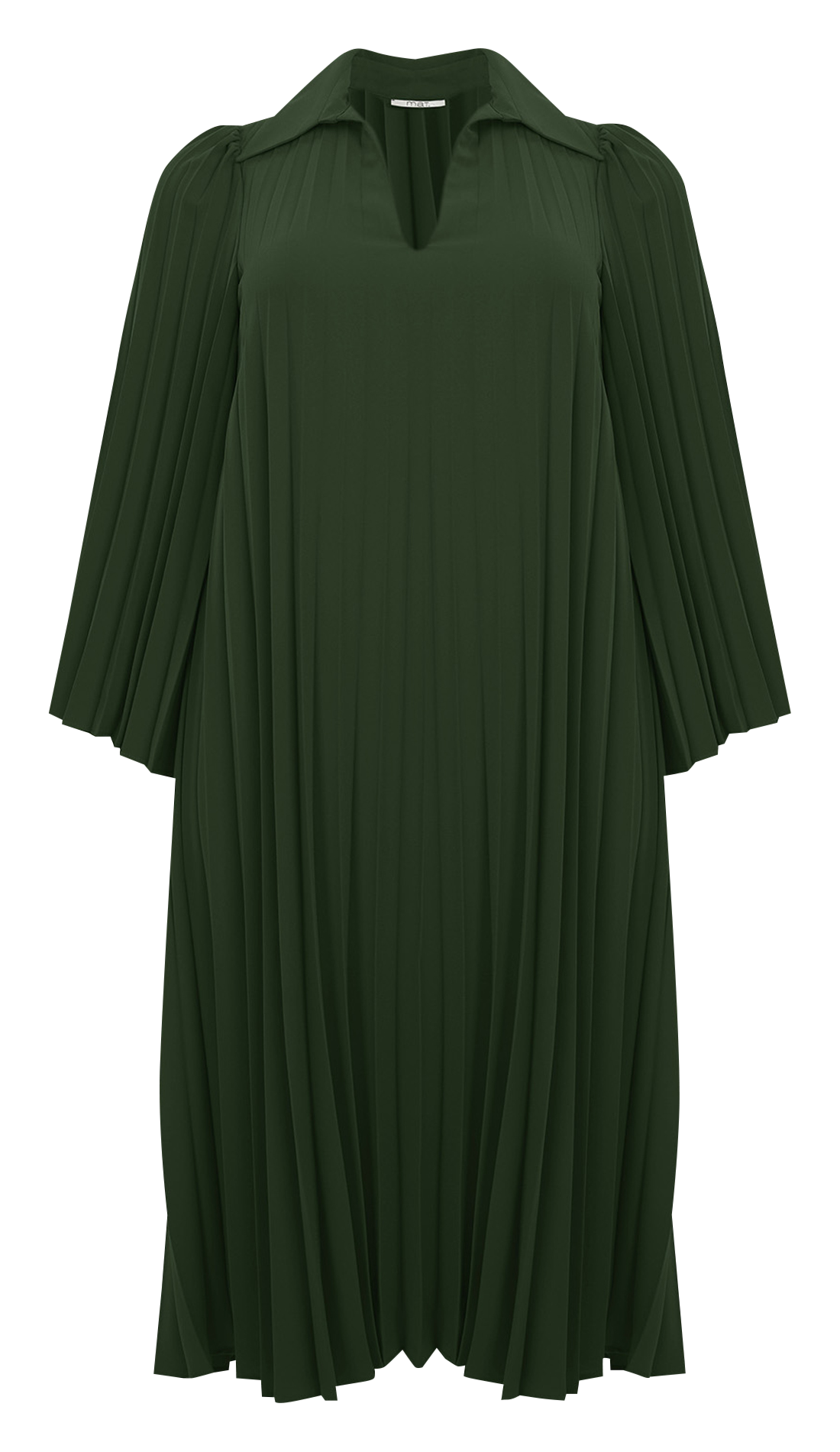 Halflange jurk met klassieke kraag en plissédetails MAT FASHION