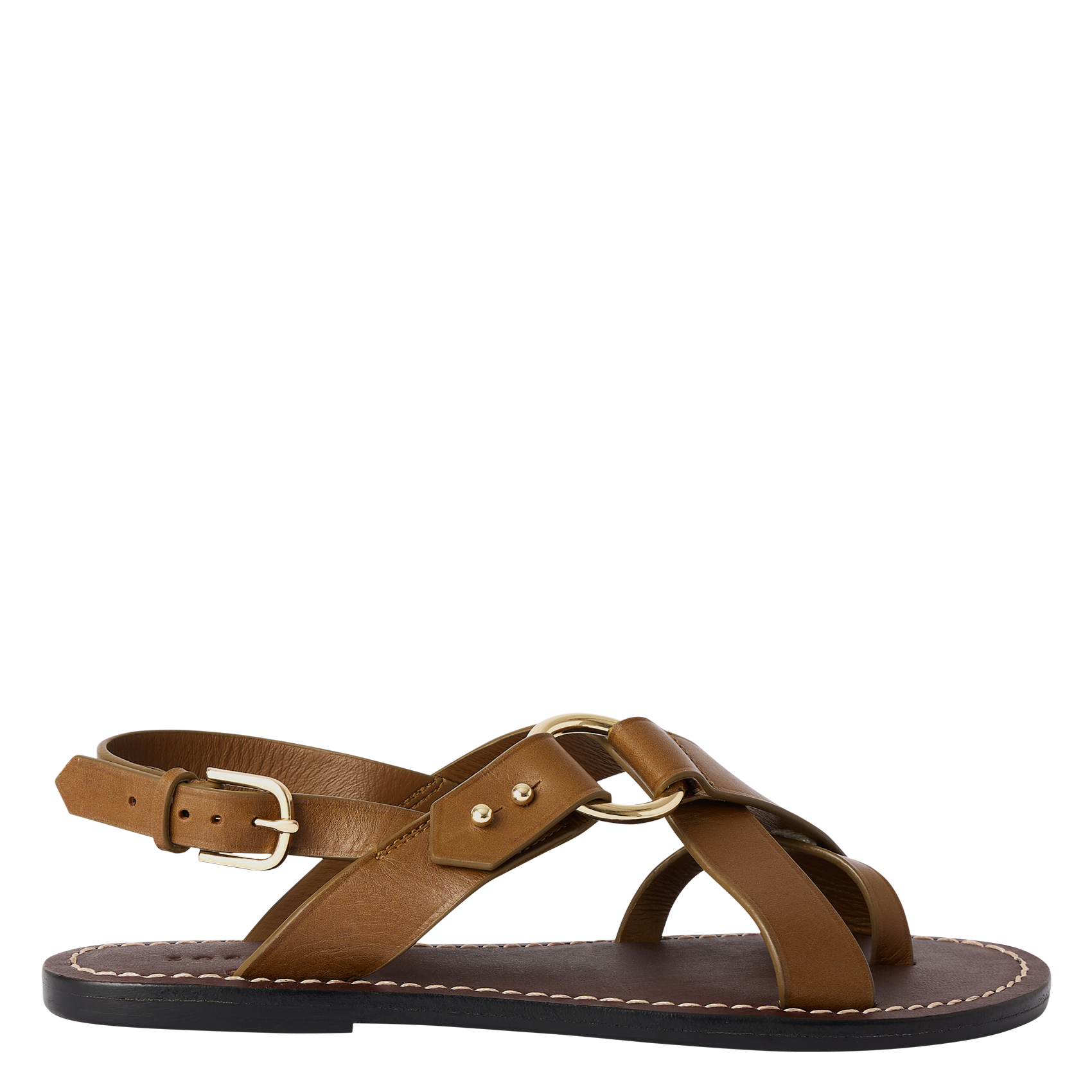 Platte, leren sandalen SOEUR Bruin