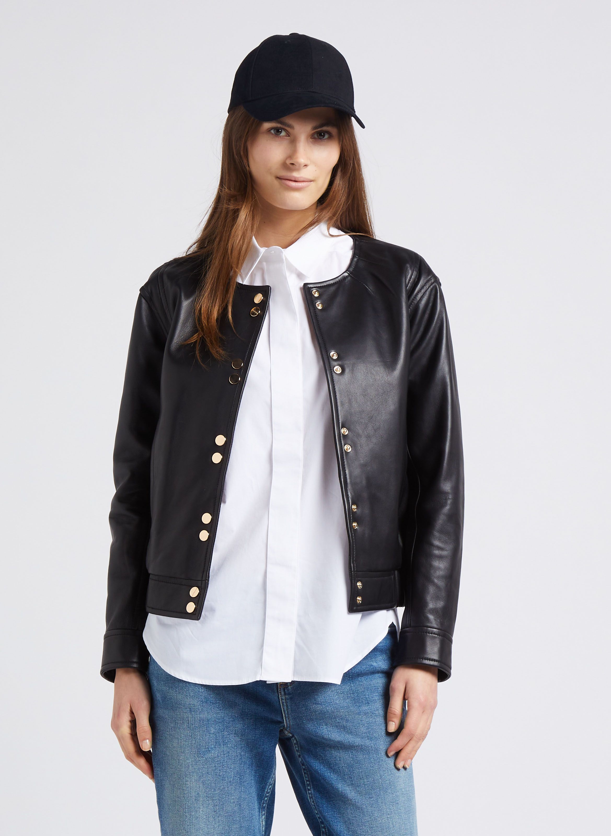 Veste col rond online femme