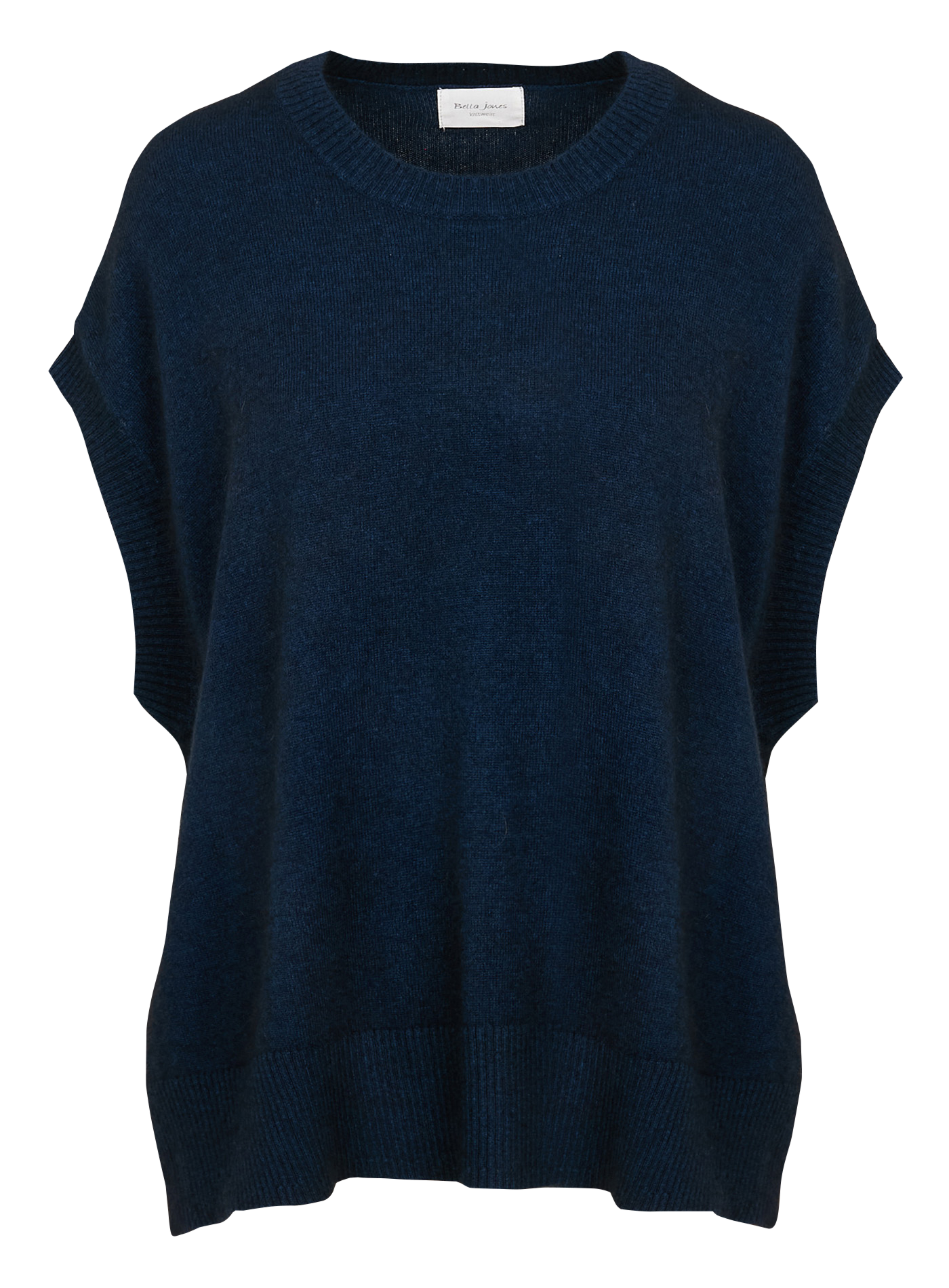 Round neck wool blend cape BELLA JONES Blue