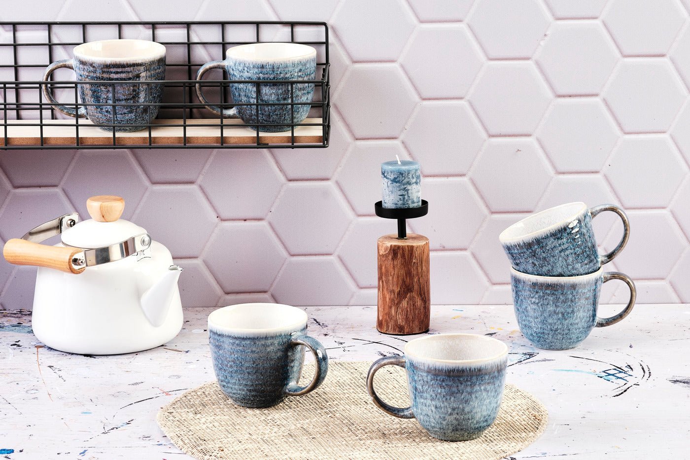 Mug cosmos 40cl - 6 pièces - crème BJORN Bleu