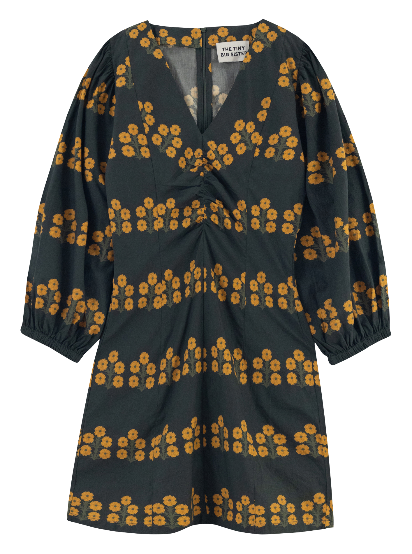 Robe midi imprimée en coton THE TINY BIG SISTER Kaki