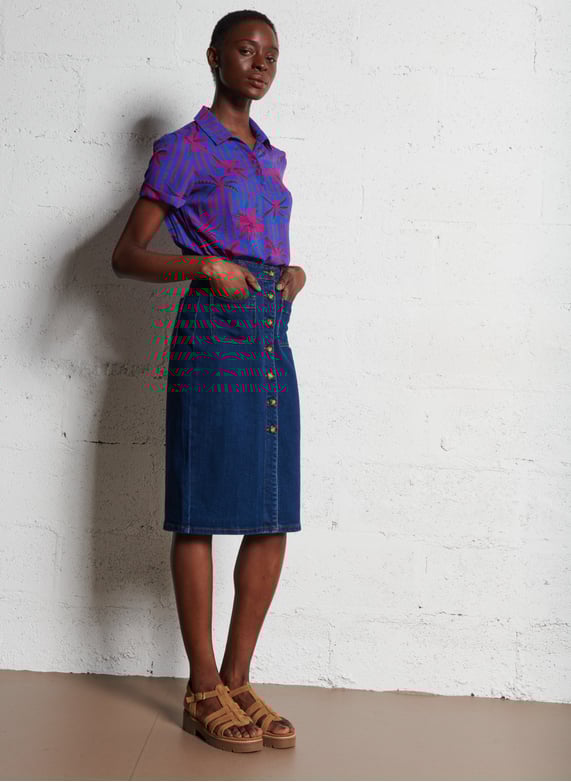 Gonna Jeans Donna Gonna In Denim Da Donna A Vita Alta, Tinta Unita - Foto 6