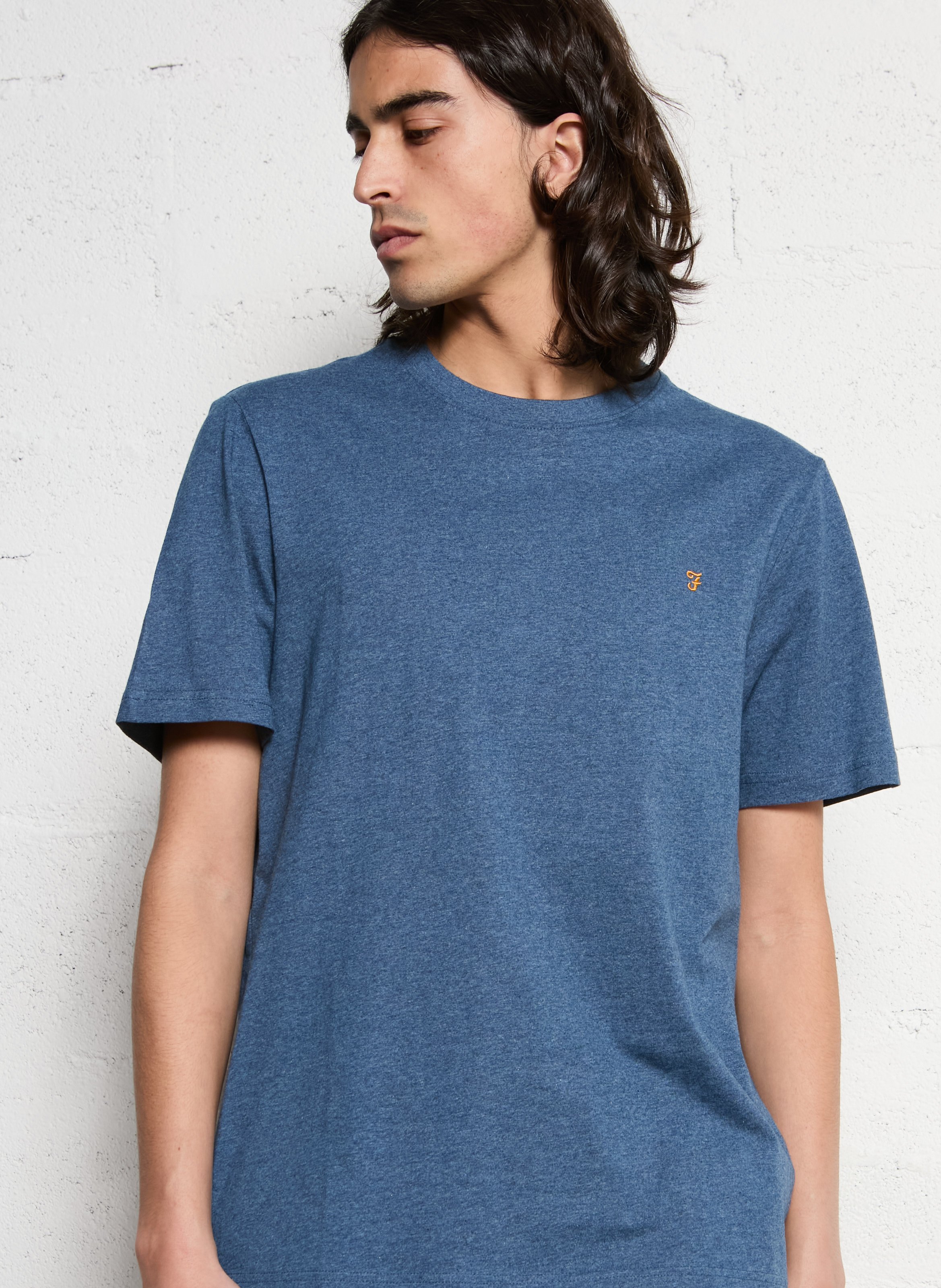Round-neck organic cotton T-shirt FARAH Blue
