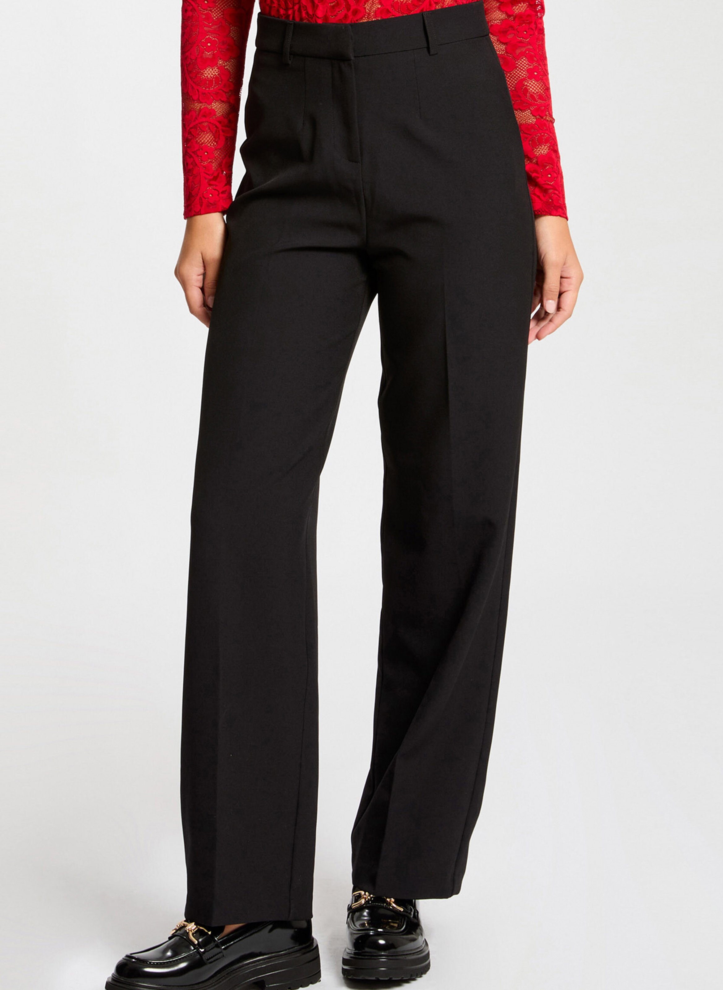 Rechte bandplooibroek MORGAN Zwart