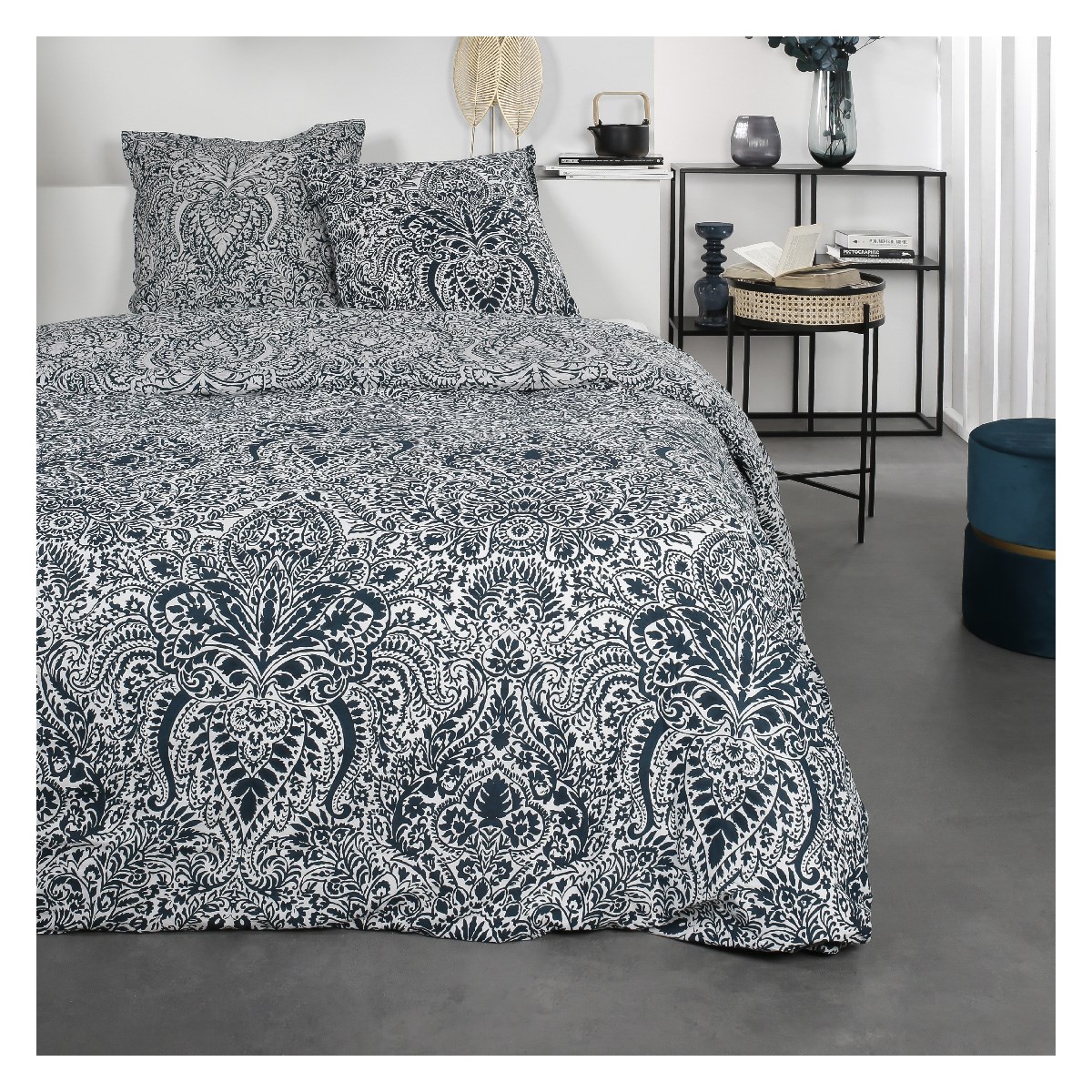 Printed cotton bedding set TODAY LINGE DE MAISON Blue