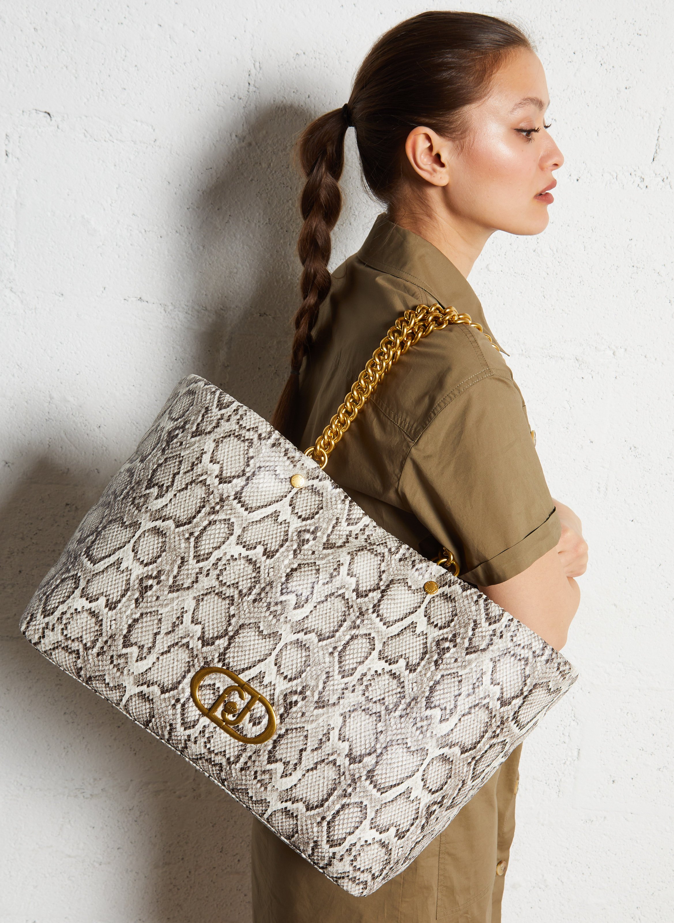 Sac shopping à imprimé python LIU JO Marron