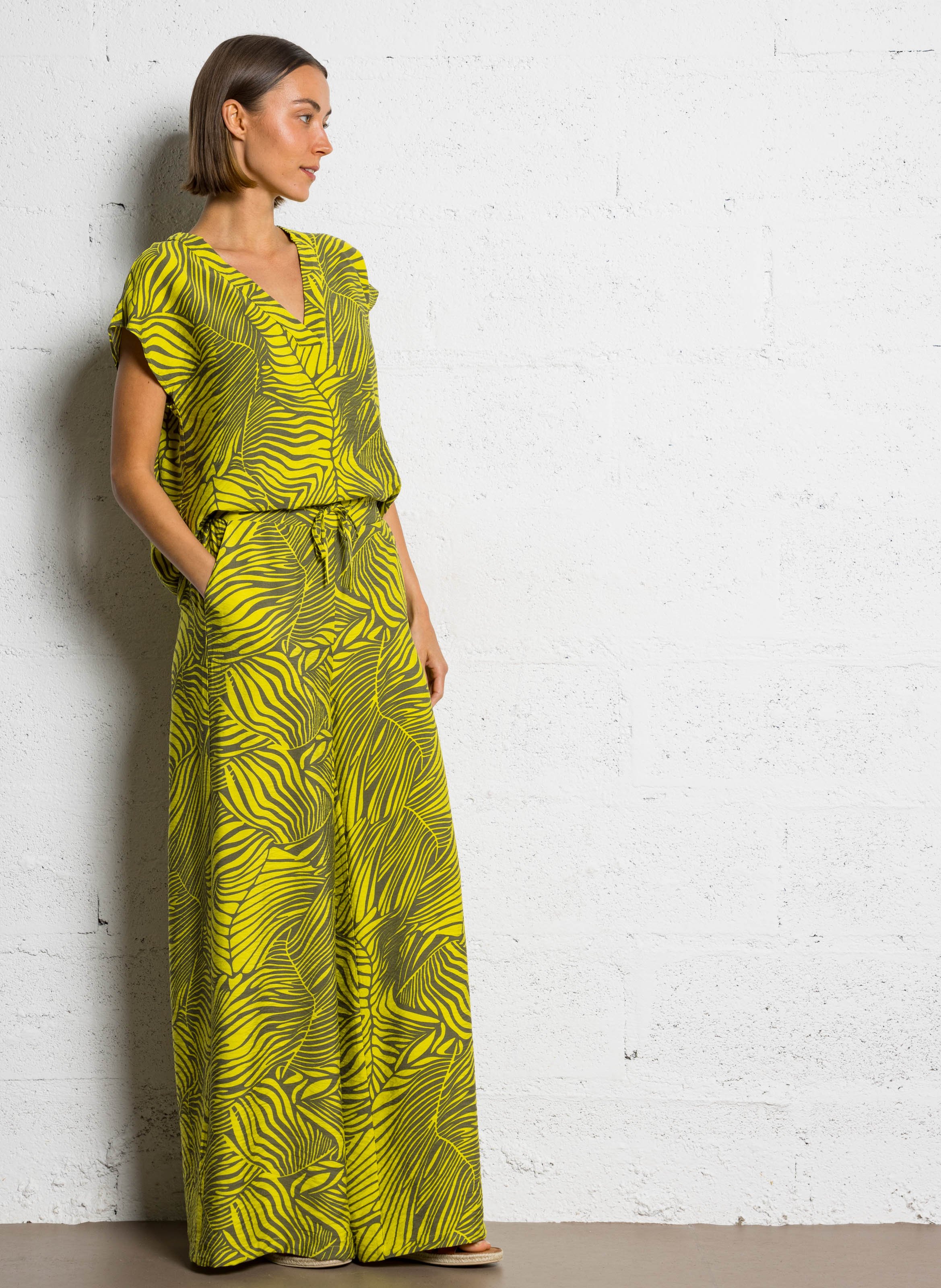 Pantalon large imprimé VILA Vert