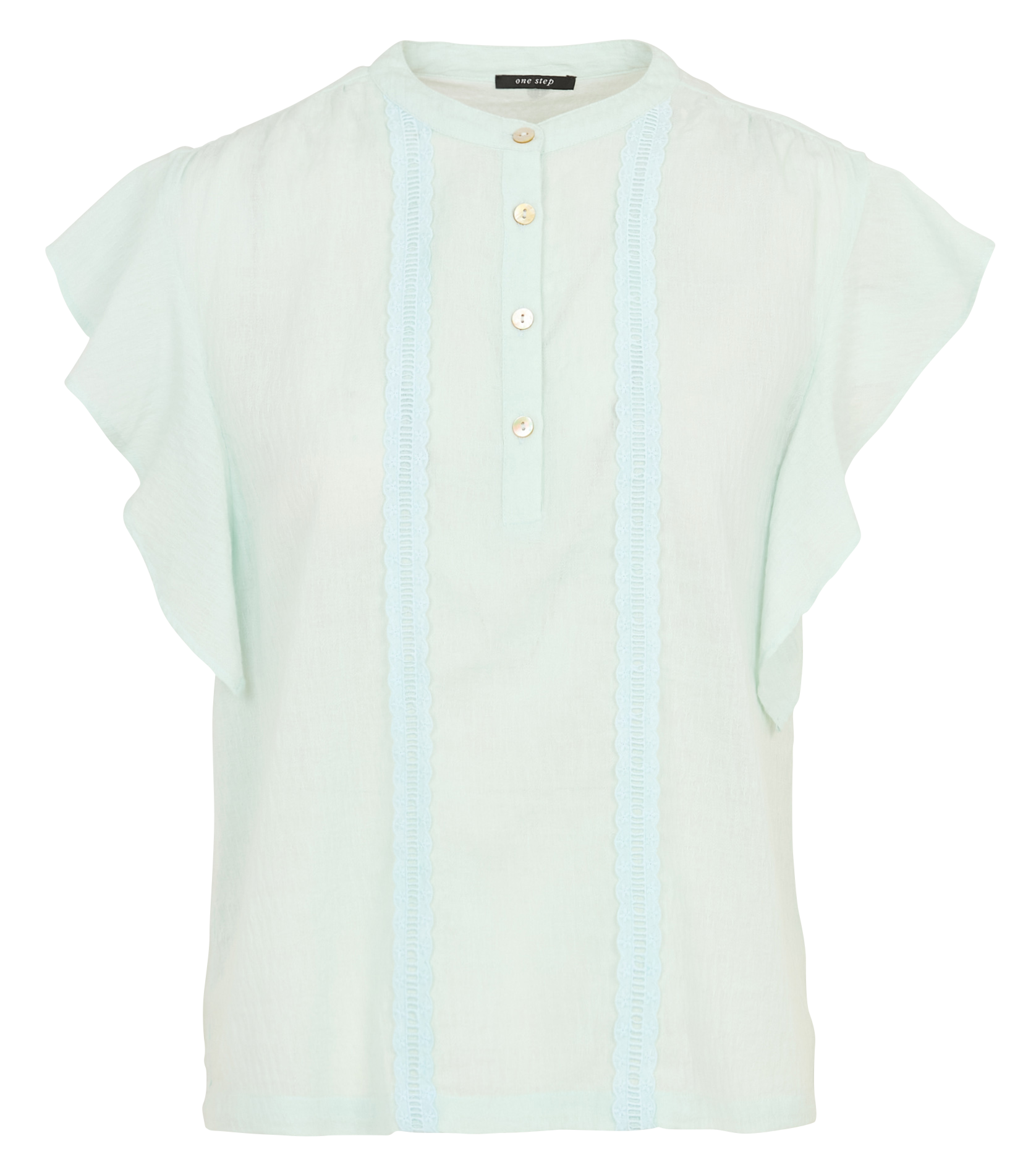 Blouse droite en gaze de coton ONE STEP Vert