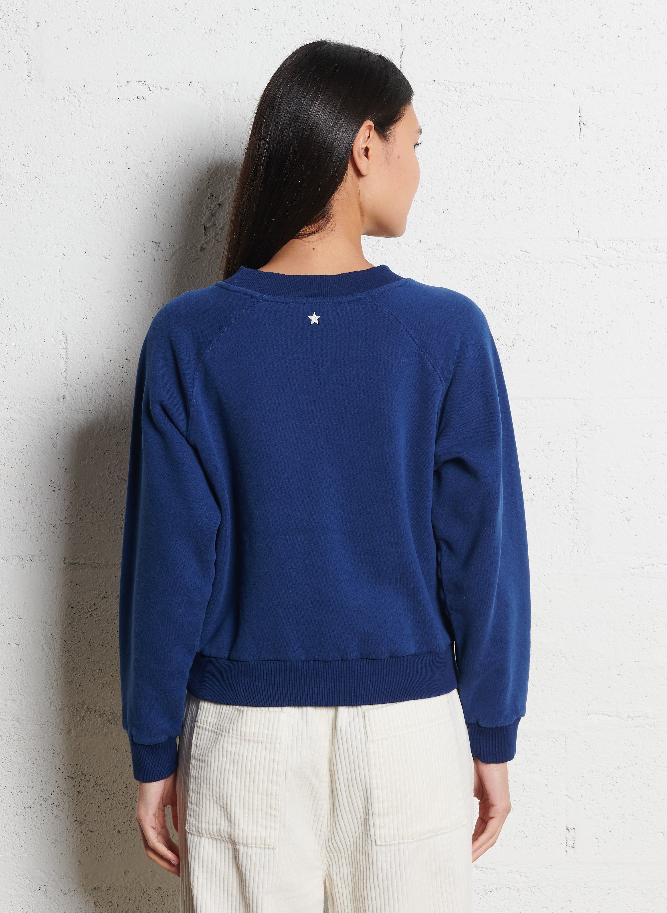 Rundhalsausschnitt Bio-Baumwoll-Boxy-Sweatshirt EMILE ET IDA Blau