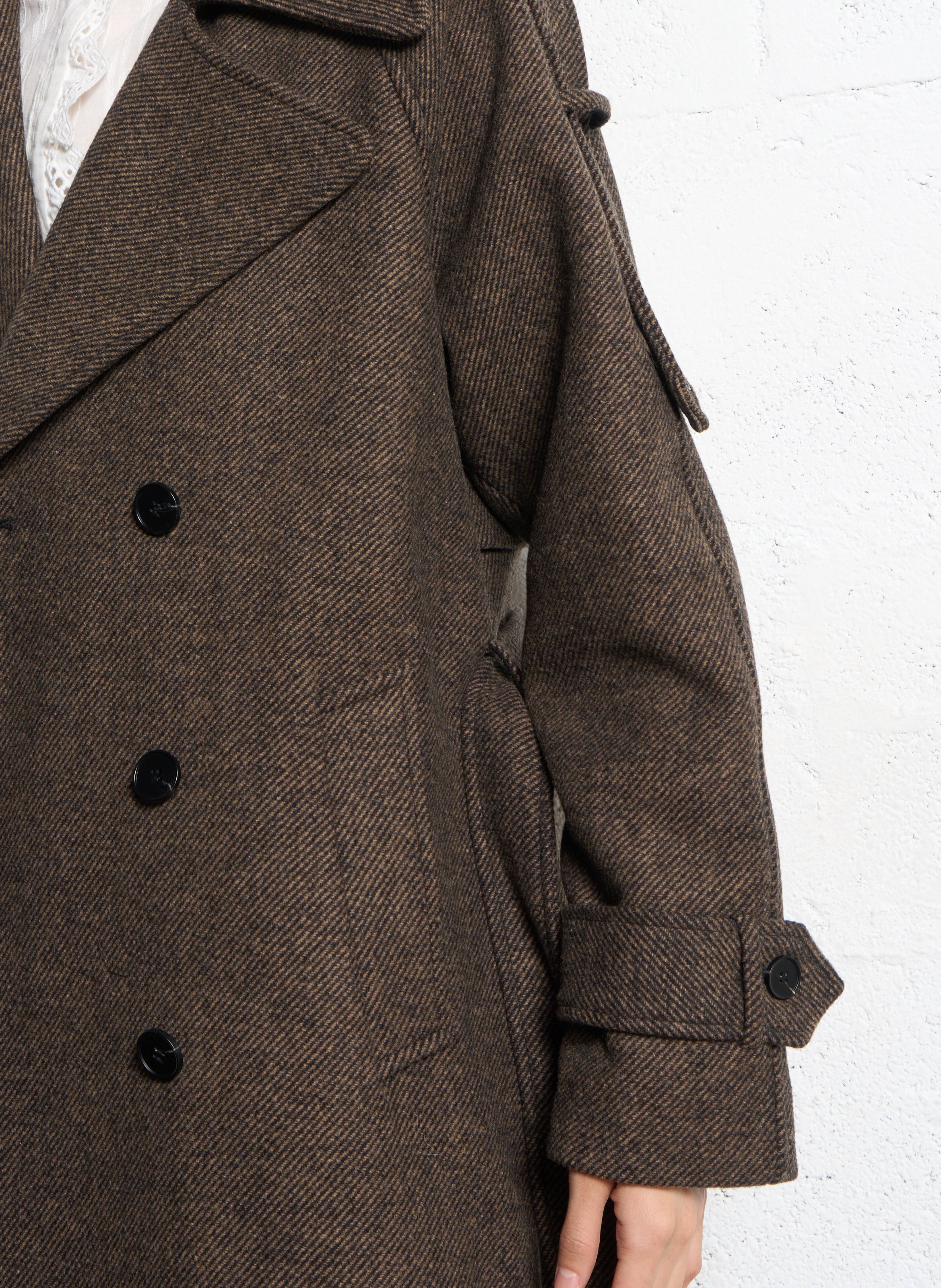 Langmantel mit Knopfleiste und Gürtel SUNCOO Braun