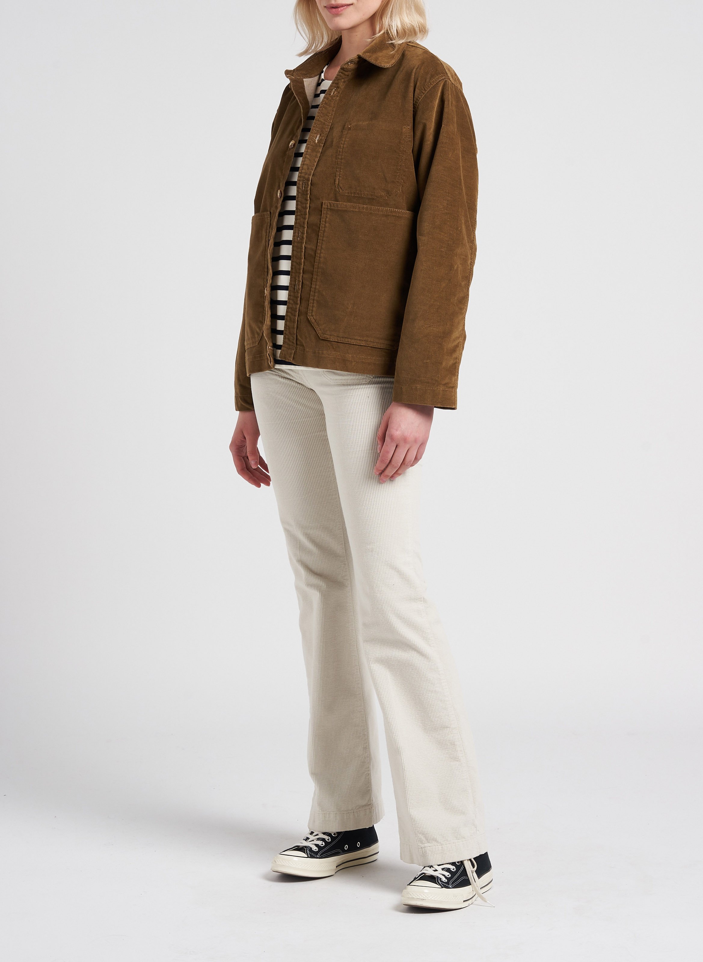 Broek van katoenmix met olifantenpijpen ACQUAVERDE Wit