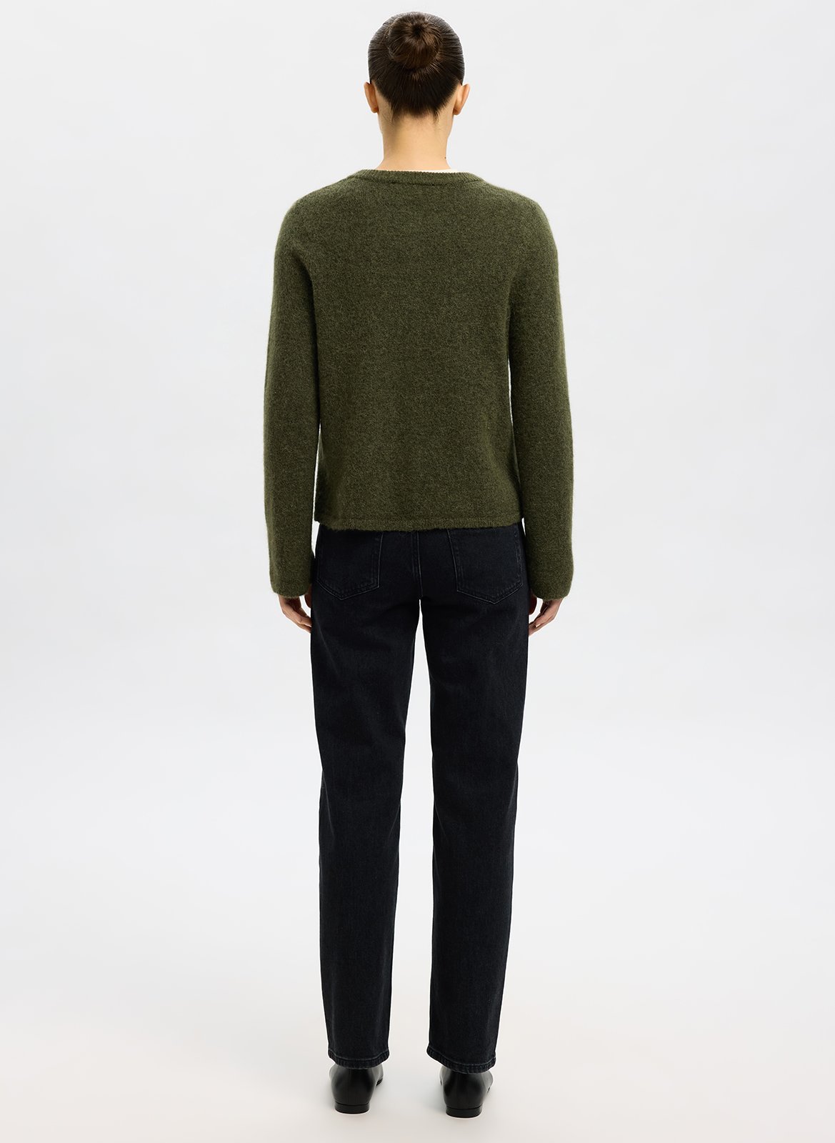 Gilet col rond en laine mélangée SELECTED Vert