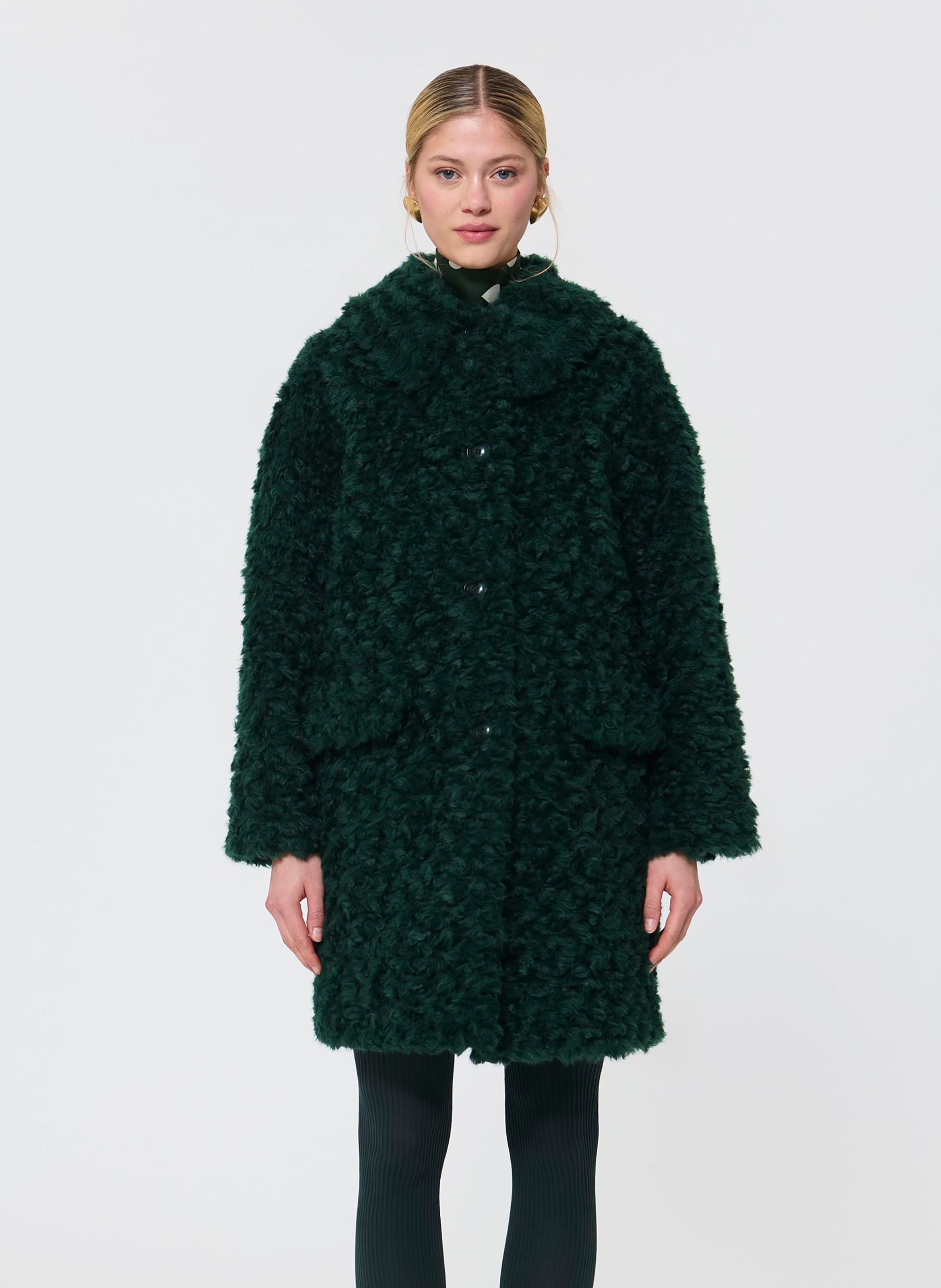 Faux fur coat with classic collar TARA JARMON Green