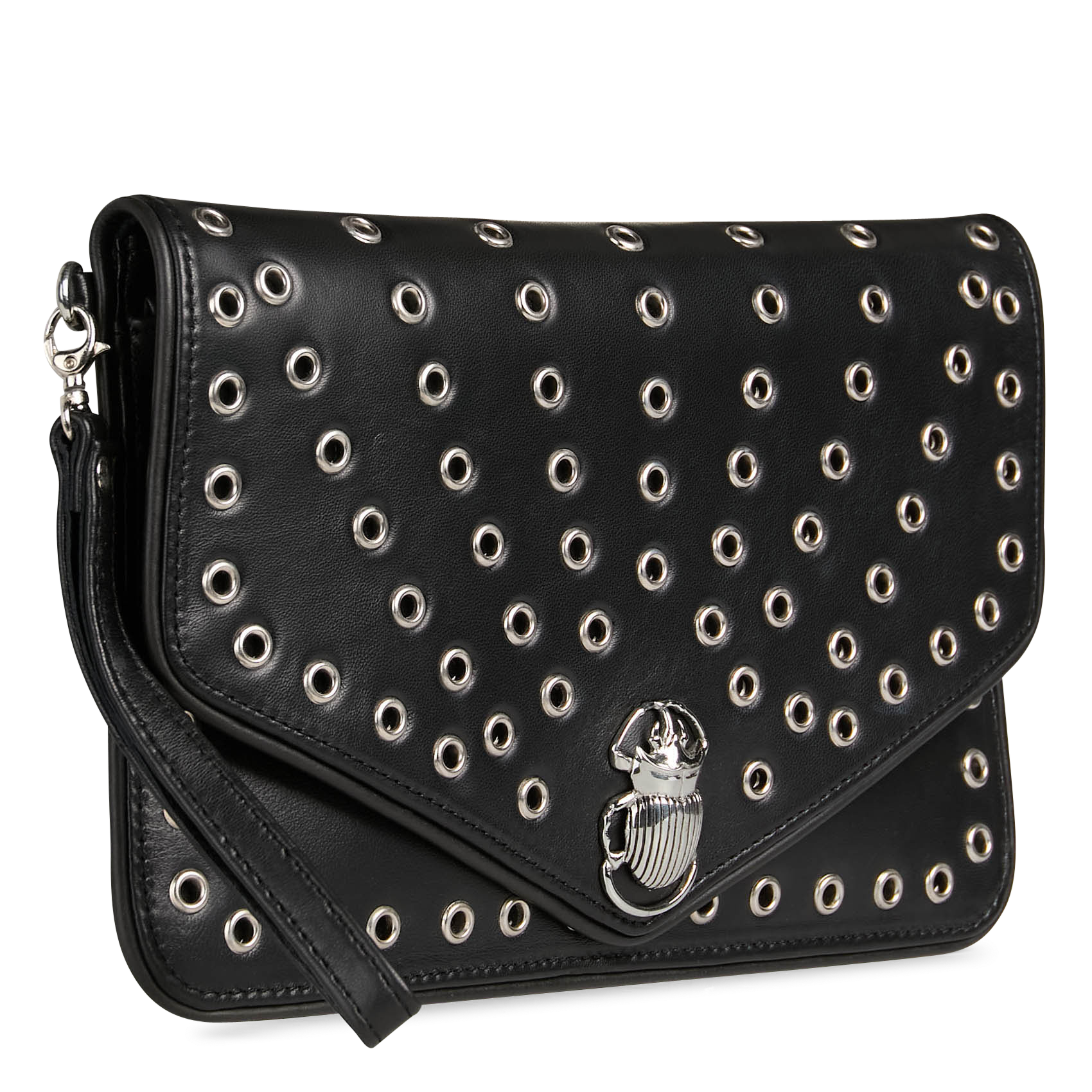 Pochette en cuir mélangé CLARIS VIROT Noir
