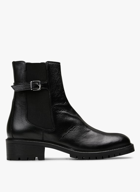 Gefütterte Lederstiefeletten mit Reißverschluss | Schwarz by MELLOW YELLOW Gefütterte Lederstiefeletten mit Reißverschluss Schwarz