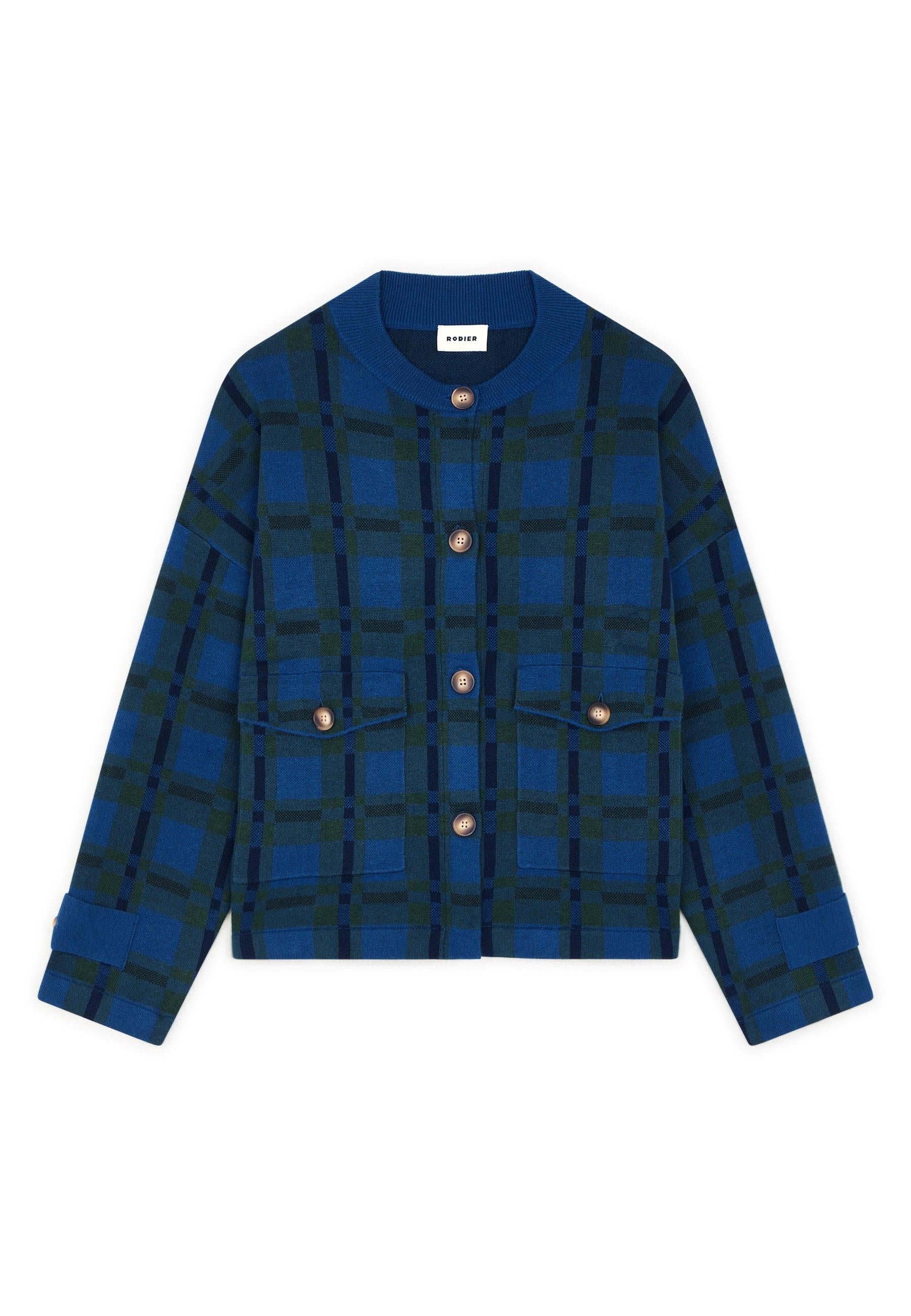 Checked knit jacket RODIER Blue