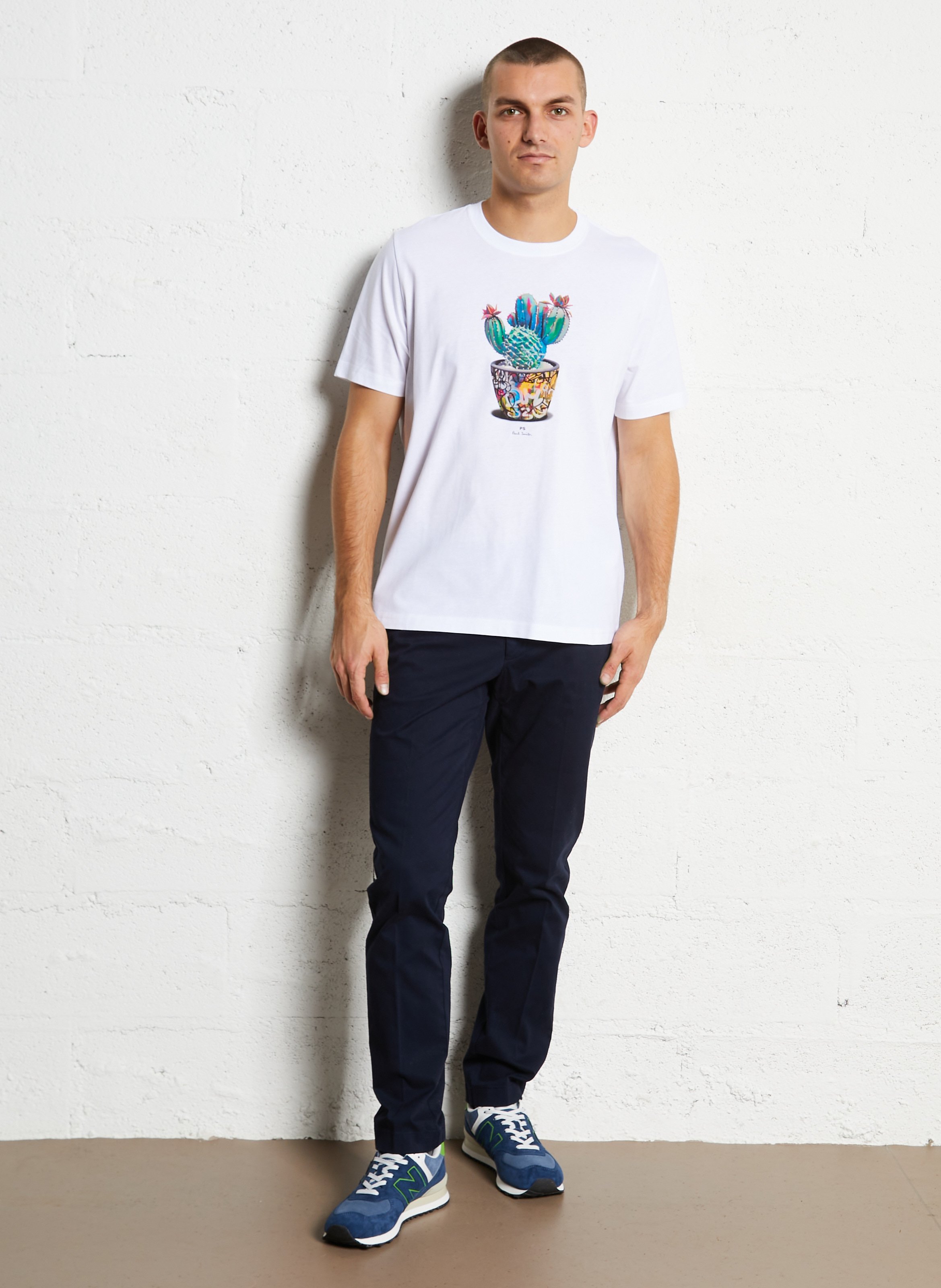 Straight round neck printed organic cotton t-shirt PAUL SMITH White