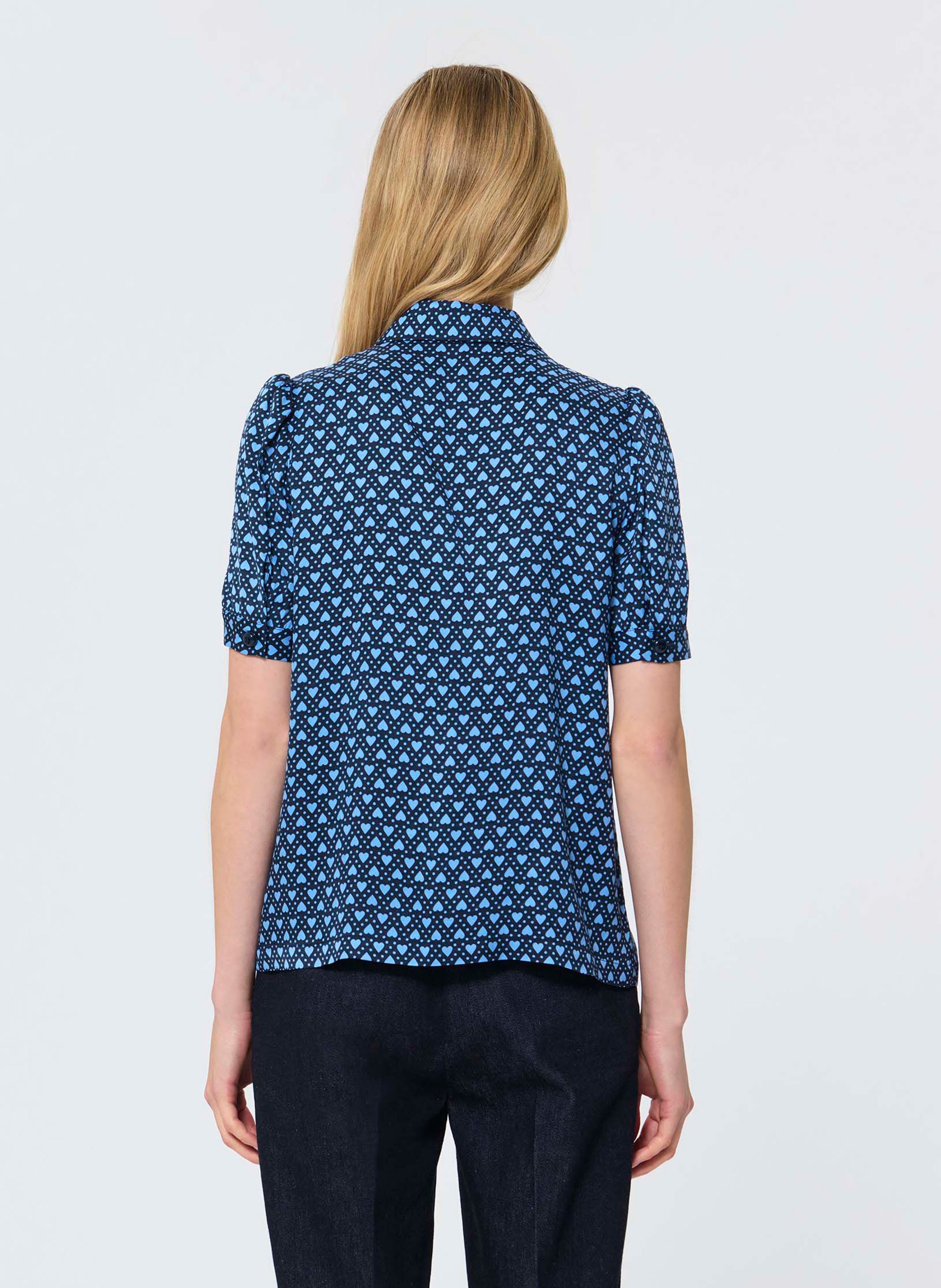 Polo a maniche corte con motivi a cuori TARA JARMON Blu