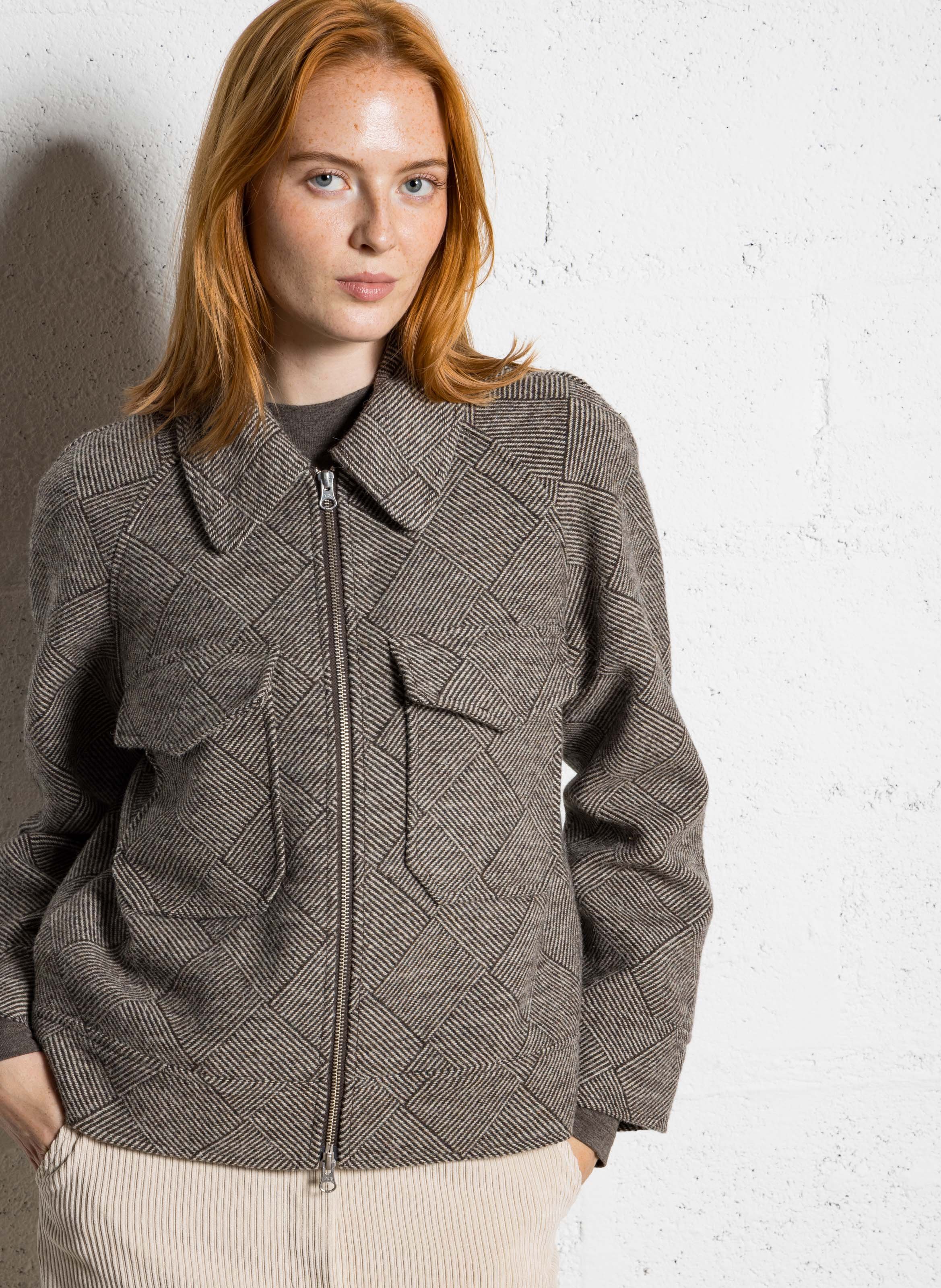 Veste imprimée en laine mélangée RAILS Marron