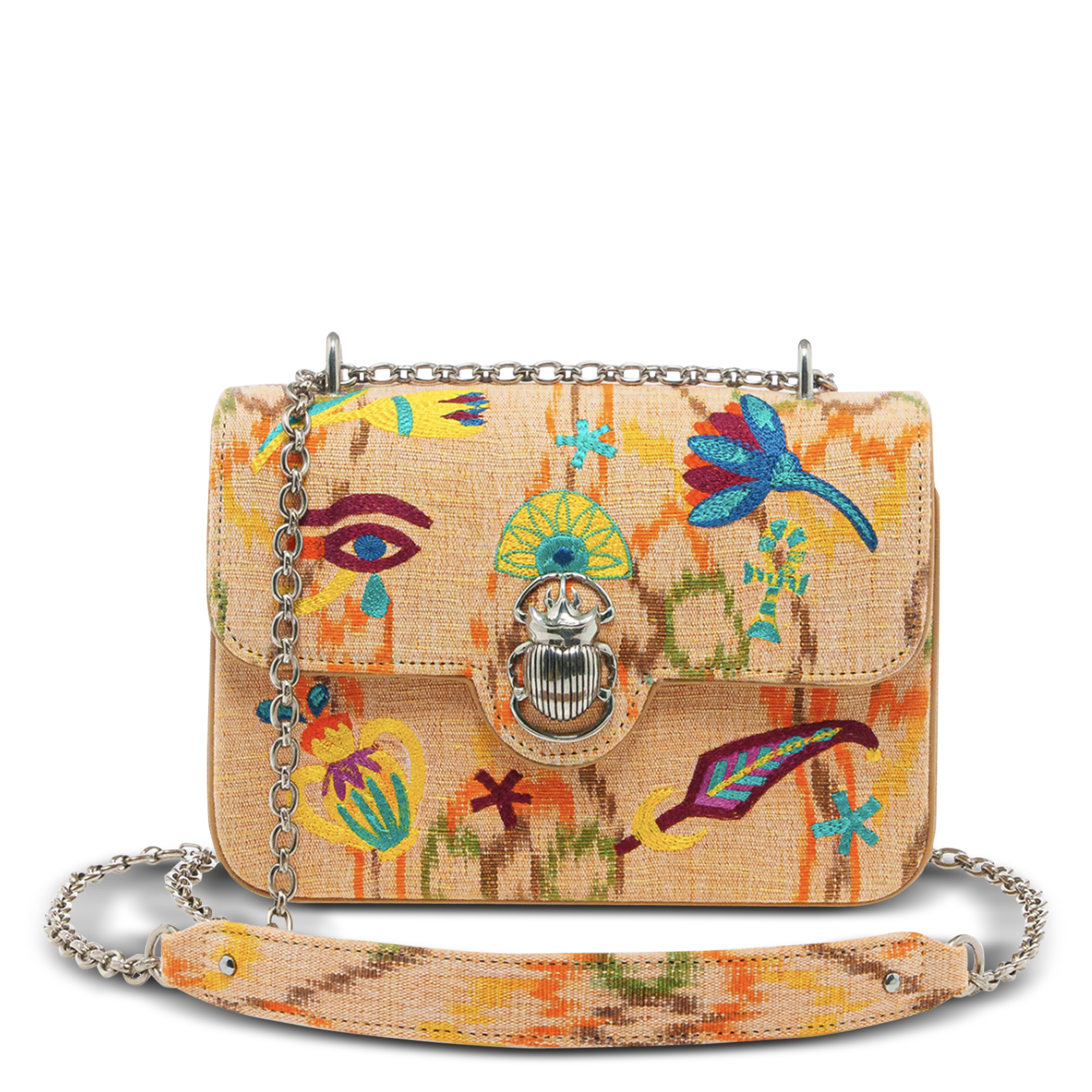 Sac bandoulière tissé à broderies CLARIS VIROT Multicolore