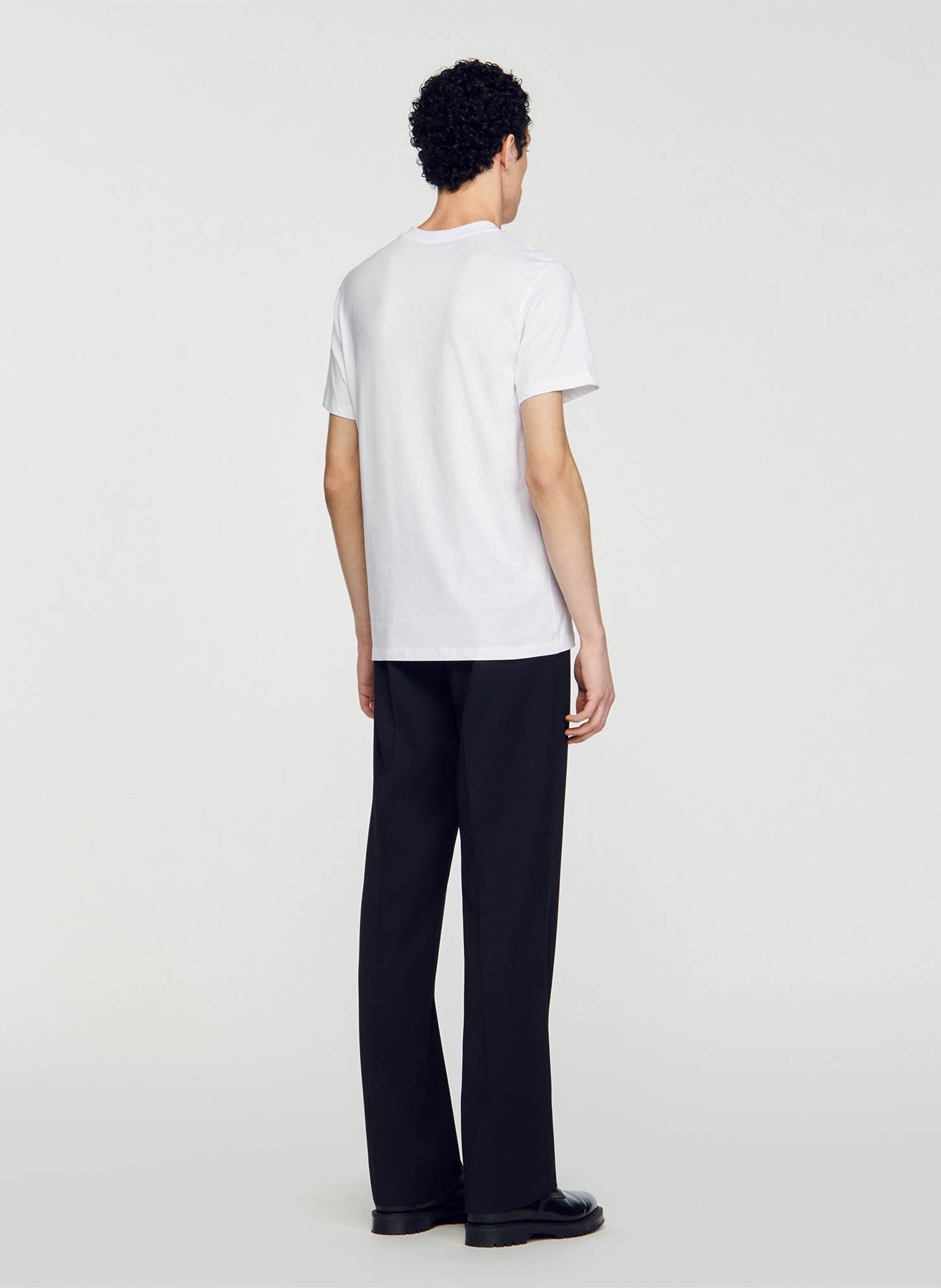 Straight cotton round-neck T-shirt SANDRO White