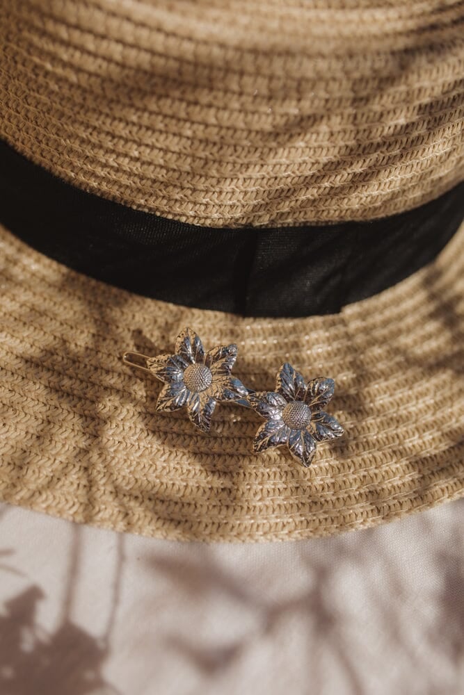 HESPÉRIS - fine gold-plated flower hair slide Silver