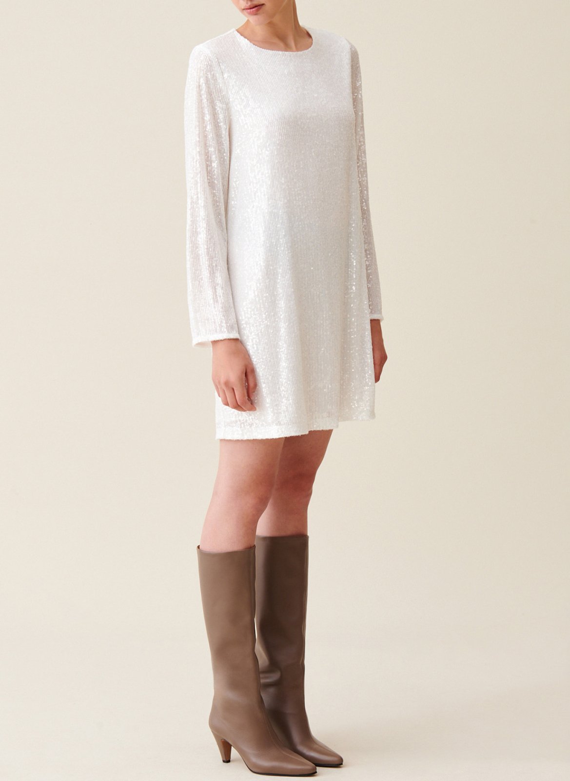 Robe courte col rond à sequins  CLAUDIE PIERLOT Beige